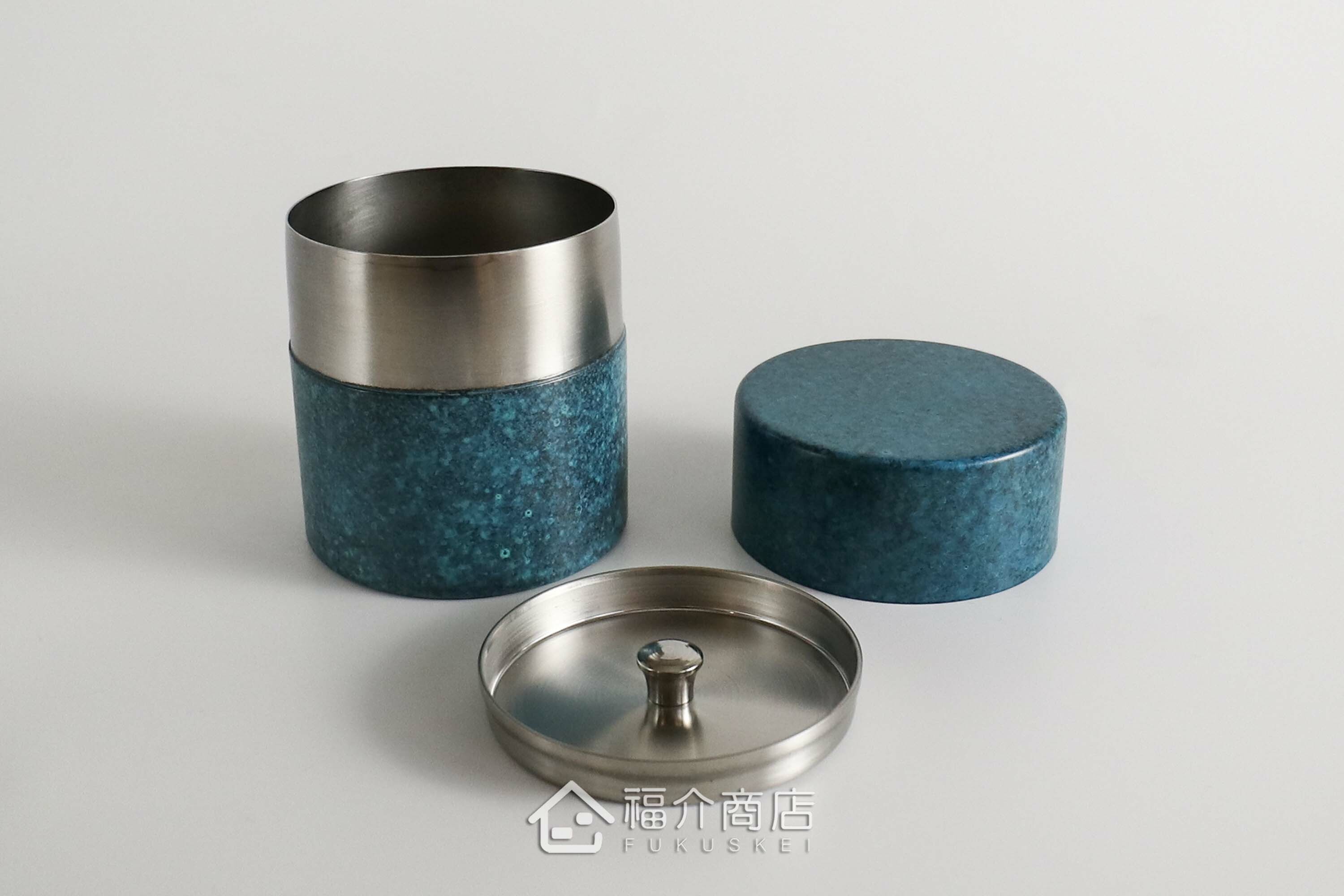 不鏽鋼材質用於保存茶葉用的藍色茶葉罐