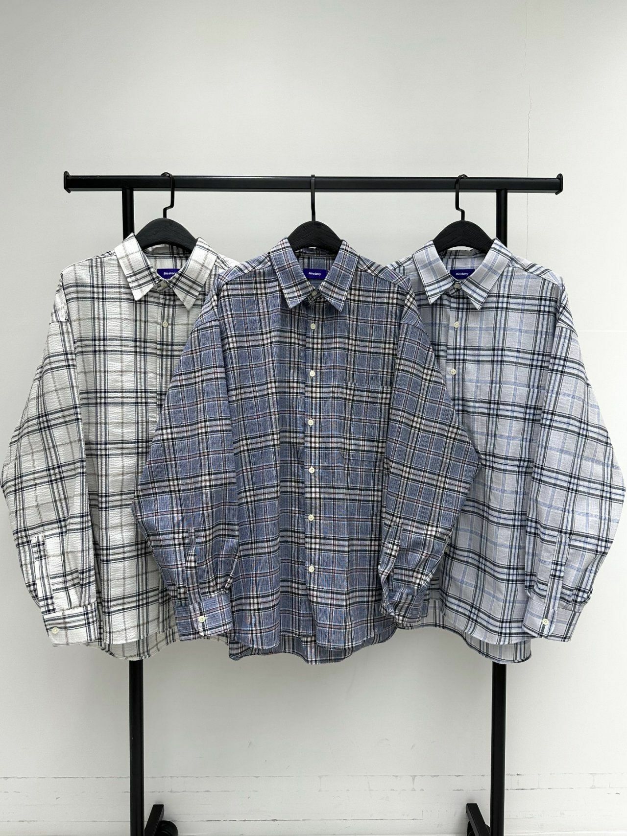 格仔長袖恤衫 Hestory-038S