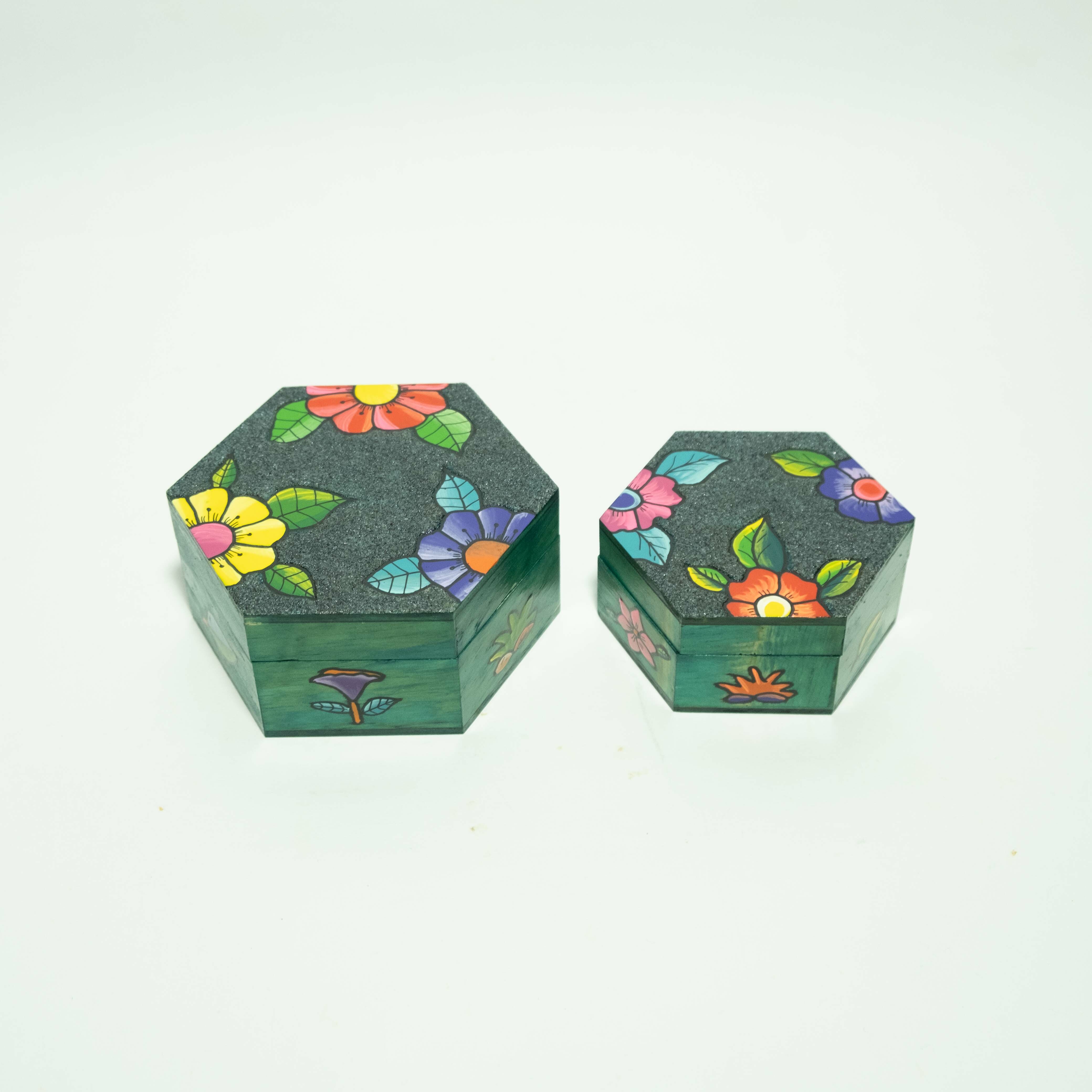 彩繪木雕｜盒中盒 - 叢花｜薩爾瓦多