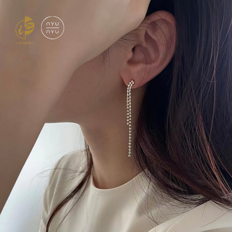 🇰🇷 Nyunyu 水晶流蘇長款耳環 金/銀