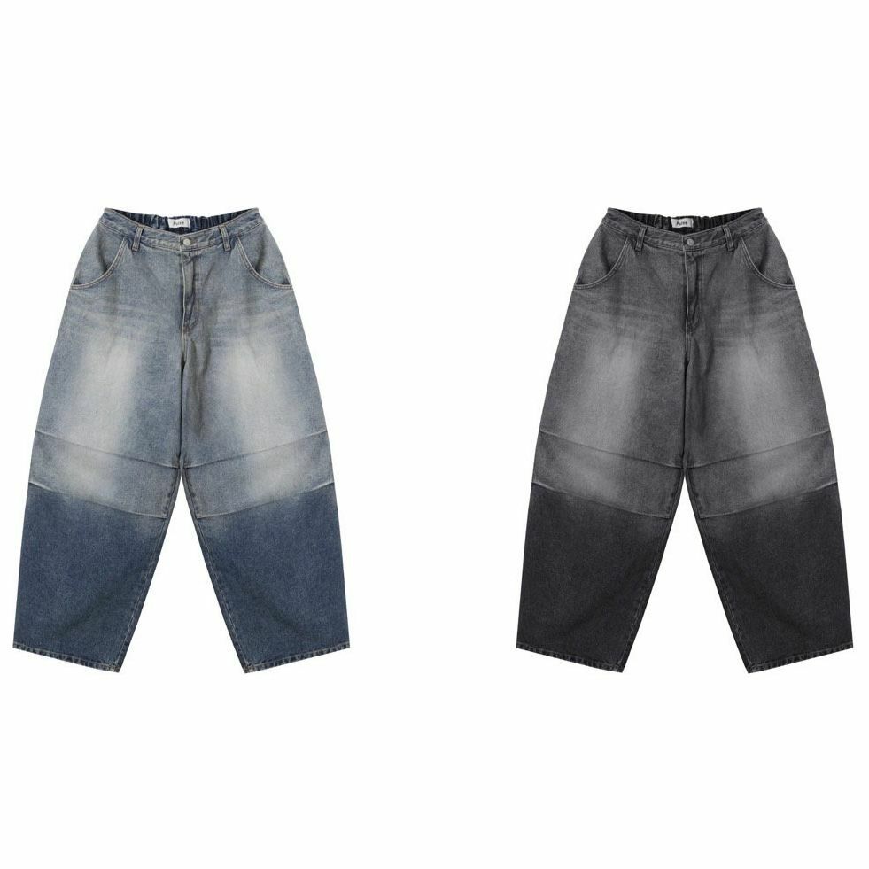 洗水拼色鬆身牛仔褲 PULSE-063P