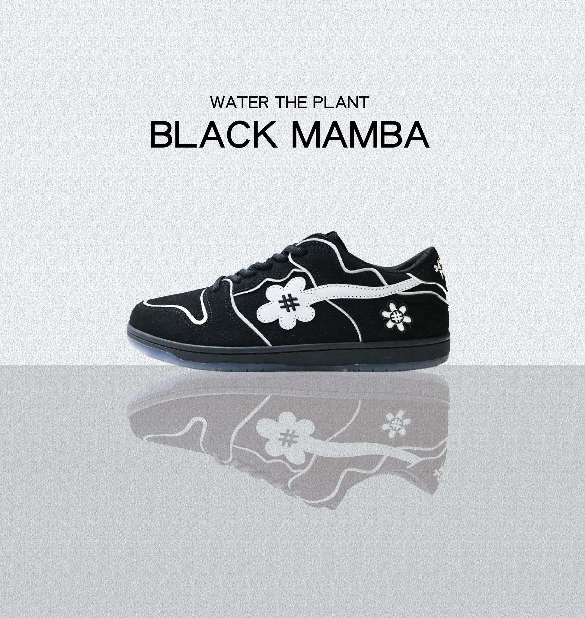 WATER THE PLANT "Black Mamba"WTP  刺繡 小花鞋 全黑  反光 WTPS11852001
