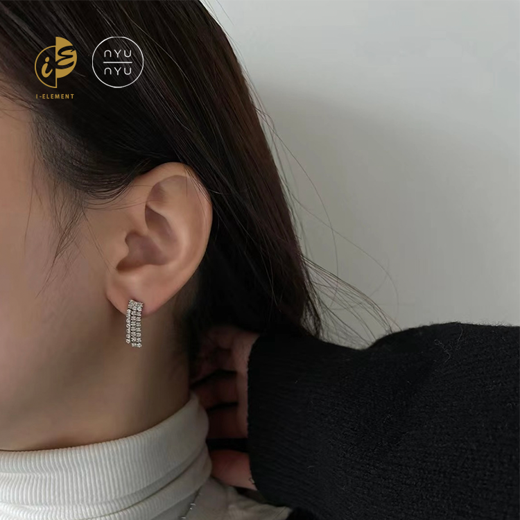 🇰🇷 Nyunyu 水晶方塊流蘇短款耳環 金/銀