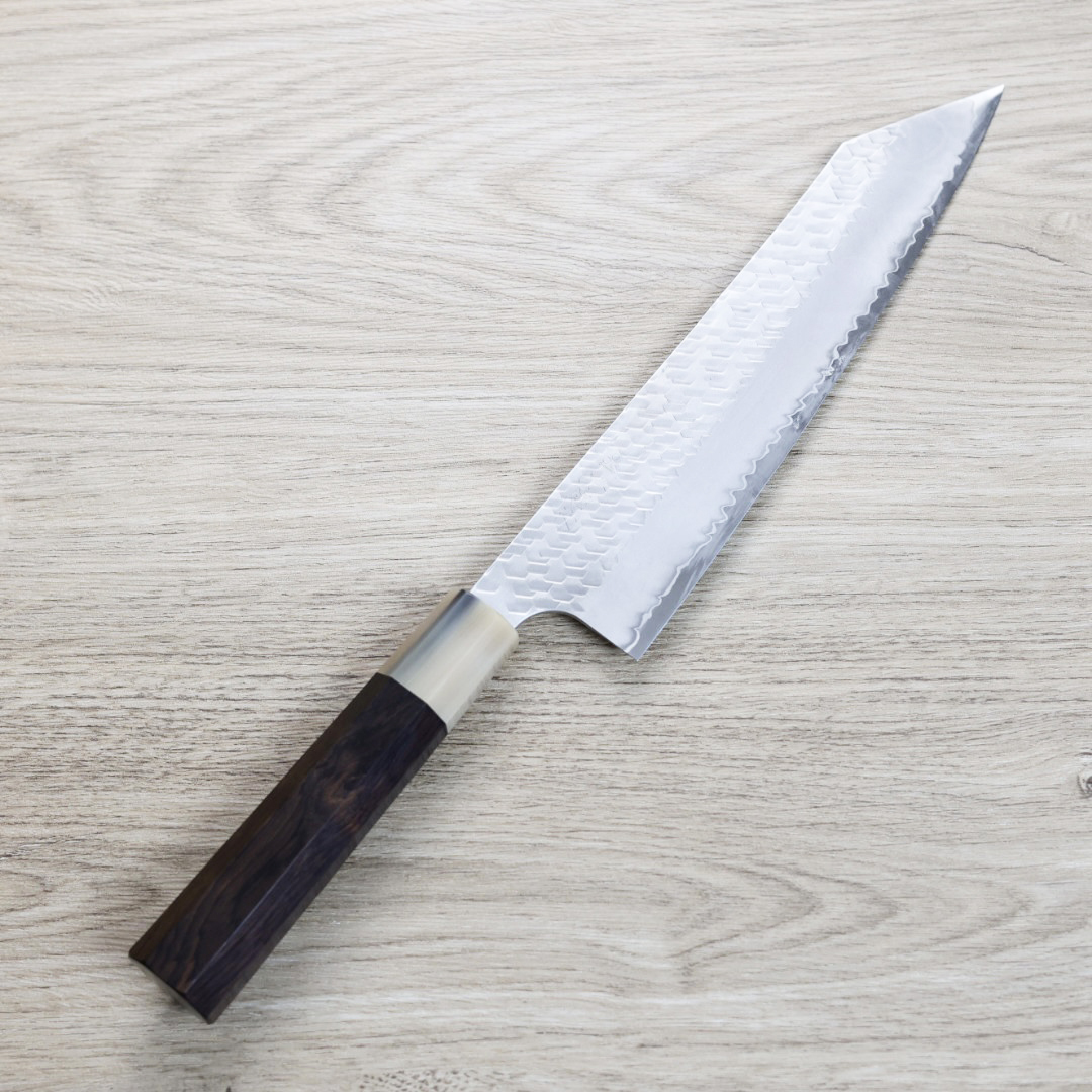 二唐刃物 切付牛刀 240mm SG2粉末HSS鋼 磨鎚目