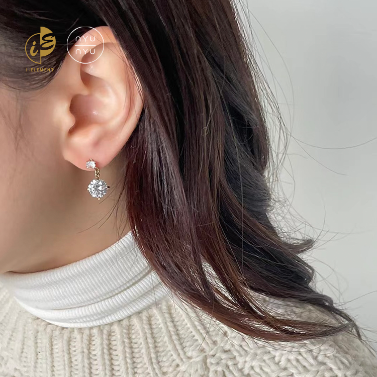 🇰🇷 Nyunyu 精緻閃石吊墜耳環 金/銀