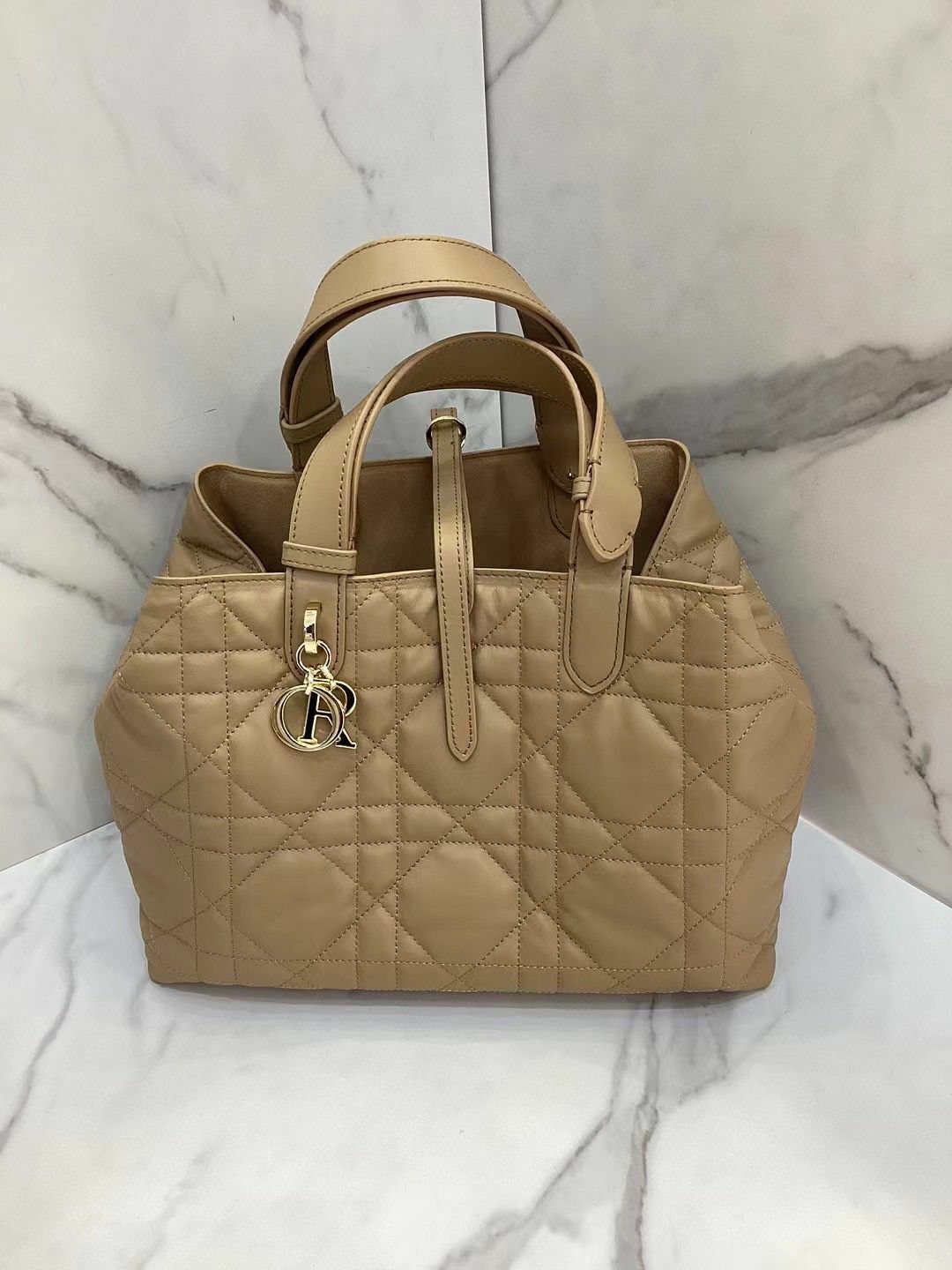 羊皮菱格紋大方包/托特包(黑/棕/藍)