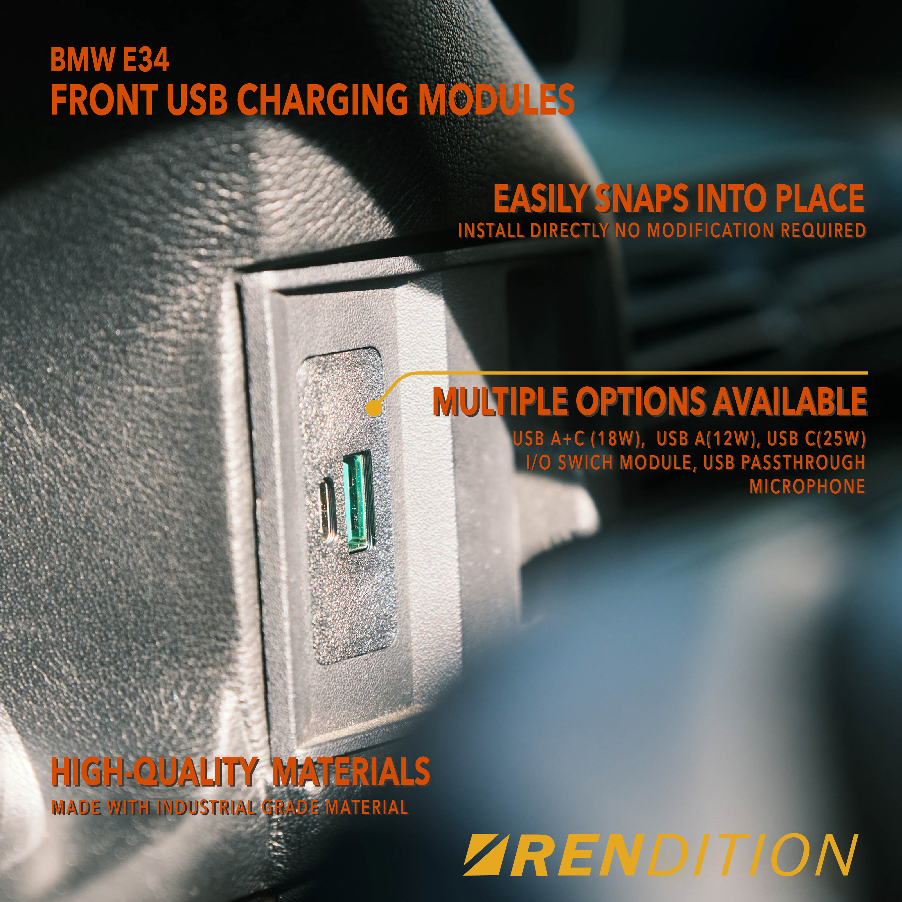 BMW E34 FRONT USB CHARGING MODULES