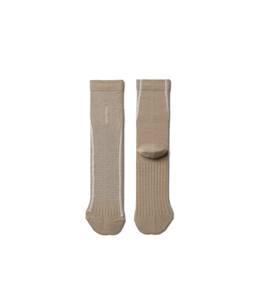 nozzle quiz® / Flat-sew midcalf socks 中高筒休閒襪 - 線棕／Line Brn