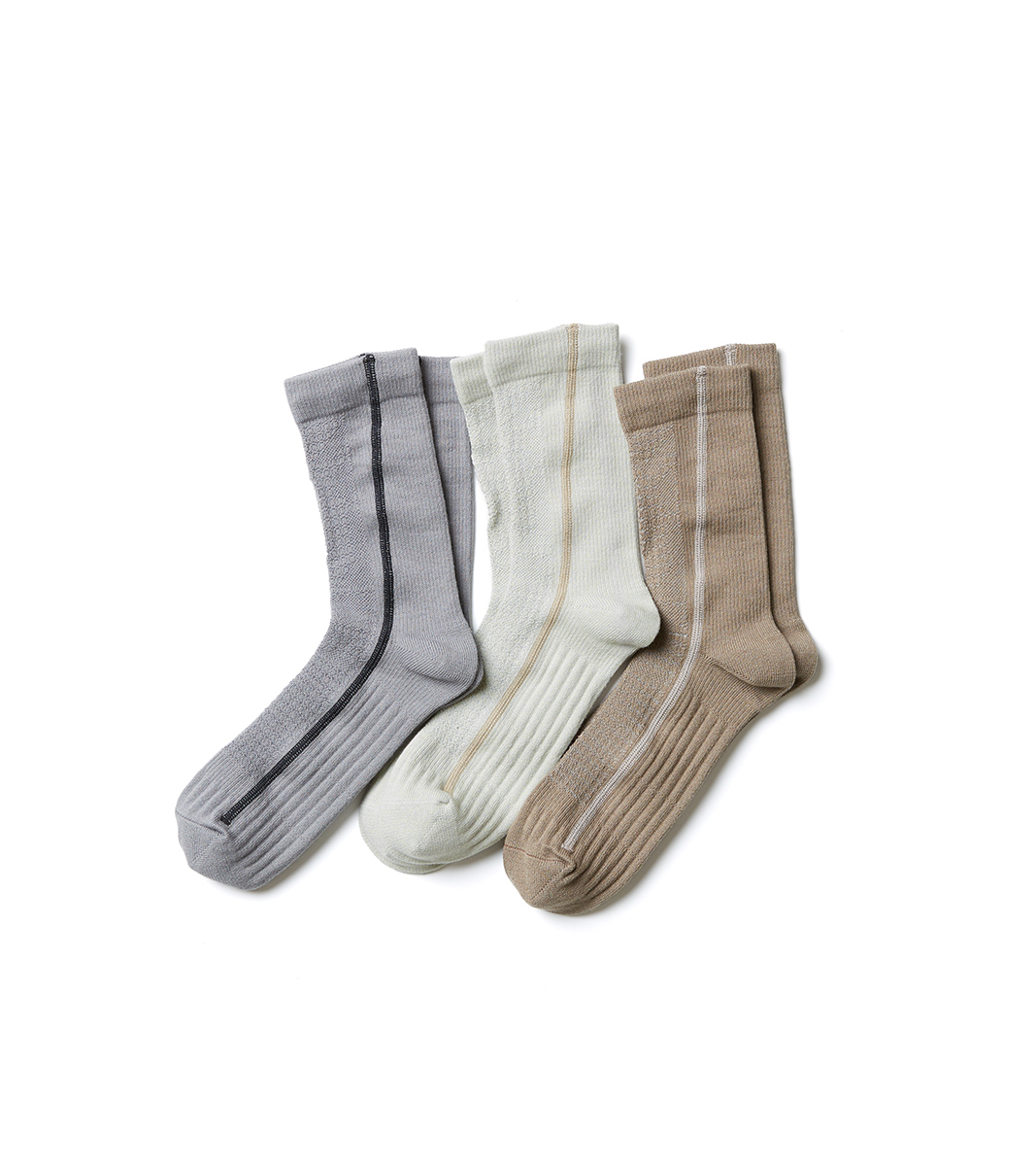 nozzle quiz® / Flat-sew midcalf socks 中高筒休閒襪 - 線灰／Line Grey