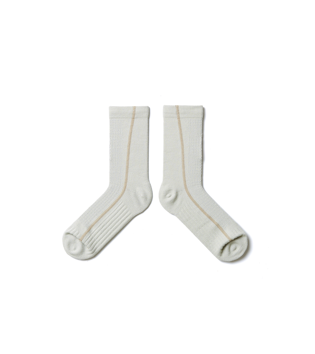 nozzle quiz® / Flat-sew midcalf socks 中高筒休閒襪 - 線杏／Line Apricot