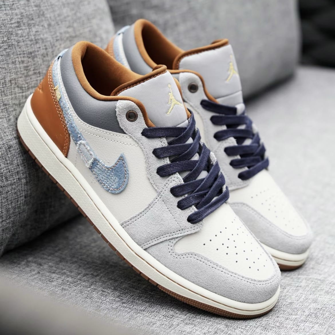 Nike Air Jordan 1 Low SE Phantom 丹寧牛仔皮革拼接 情人節 AJ1 運動休閒鞋