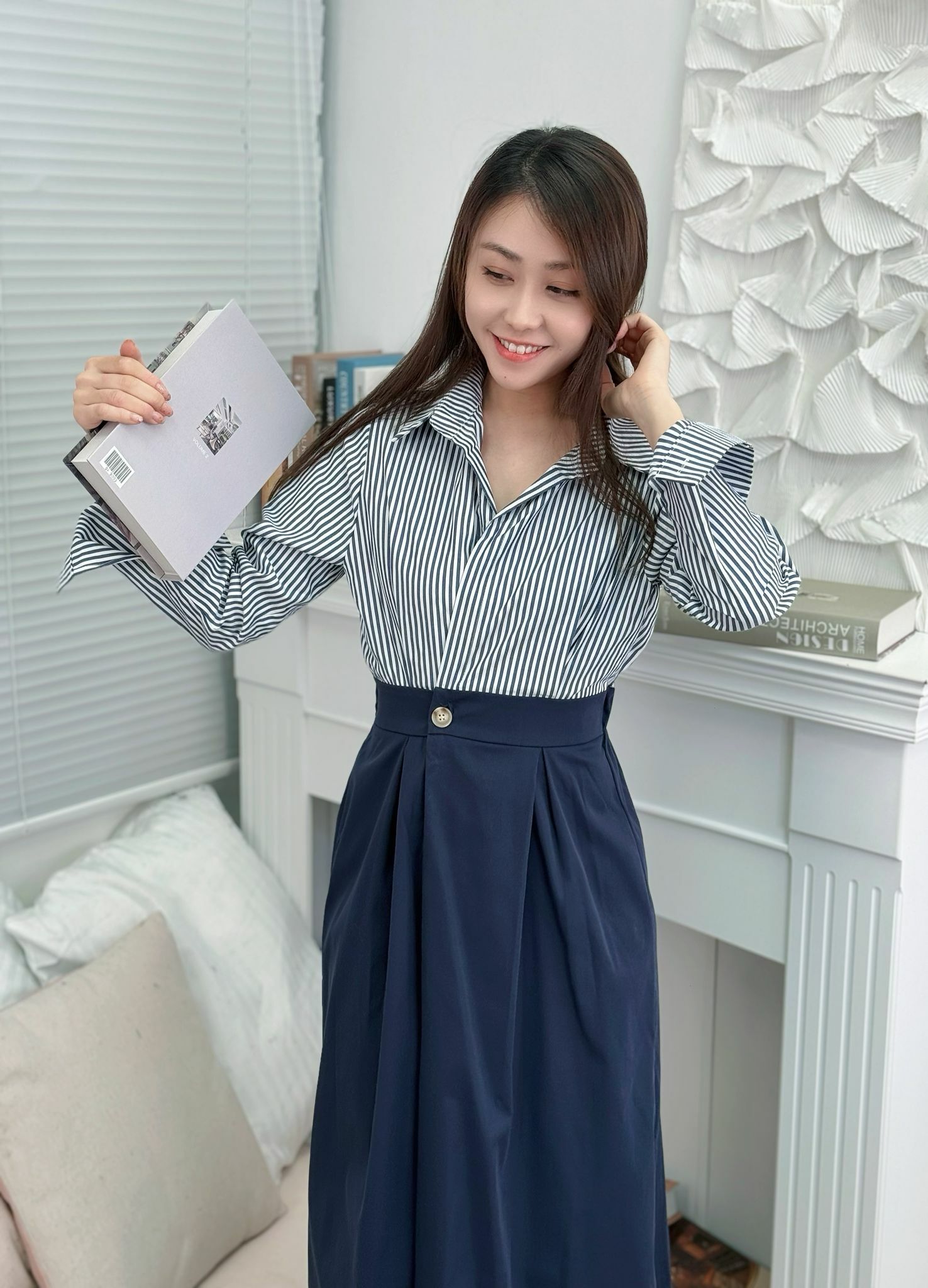 OP#5744 🤍書卷襯衫連身裙