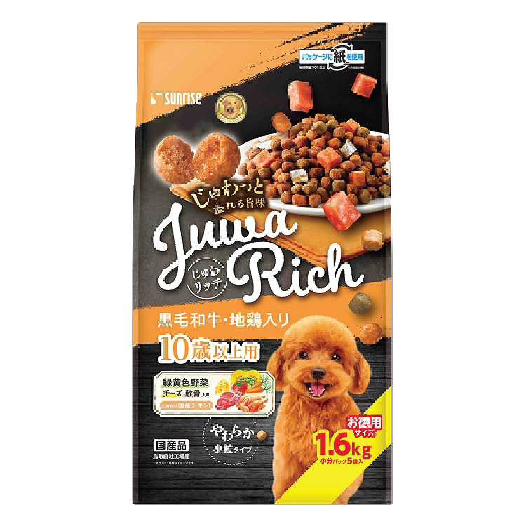 Sunrise Juwa丨濃鬱黑毛和牛/走地雞  老犬軟質狗糧 1.6kg (橙)  (SUN-3973)