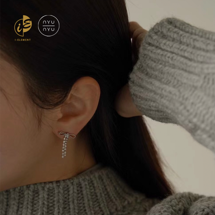 🇰🇷 Nyunyu 甜美蝴蝶結流蘇耳環 金/銀