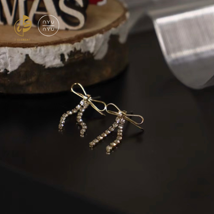 🇰🇷 Nyunyu 甜美蝴蝶結流蘇耳環 金/銀