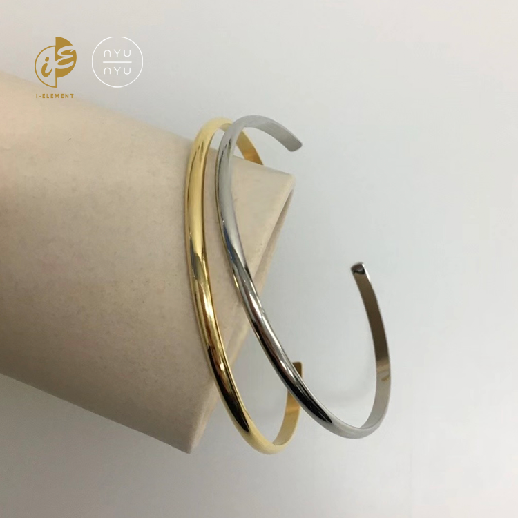 🇰🇷 Nyunyu 簡約開口金屬感手鐲 金/銀