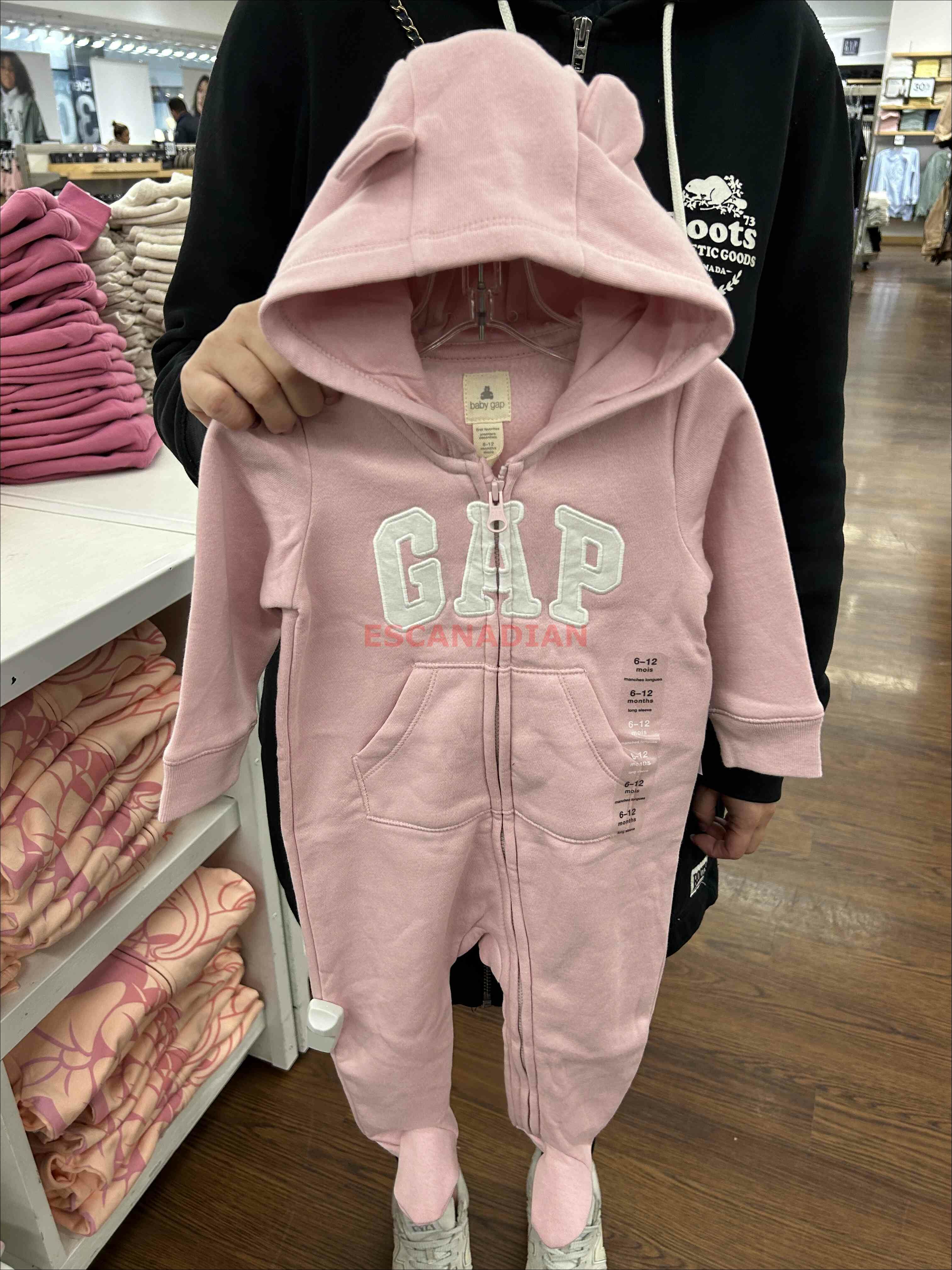 GAP BABY 嬰兒經典款Logo 刷毛連帽包屁衣