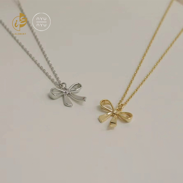 🇰🇷 Nyunyu 甜美蝴蝶結吊墜頸鏈 金/銀