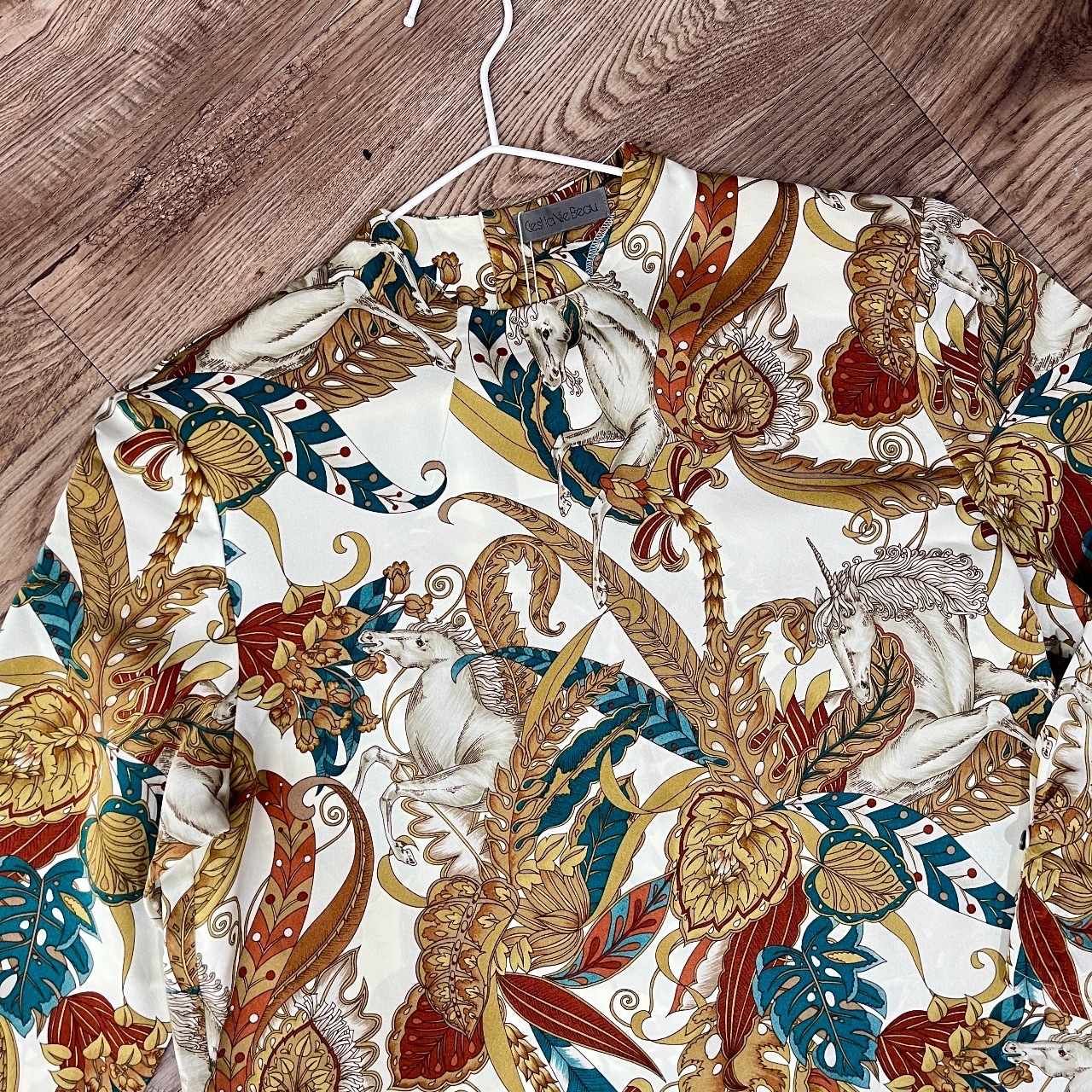 日本製華麗獨角獸圖案古著上衣