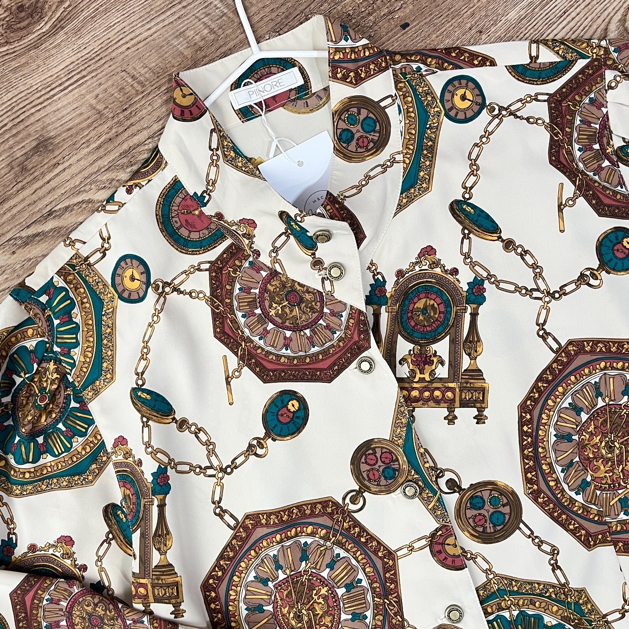 巴洛克風鐘錶圖案古著上衣