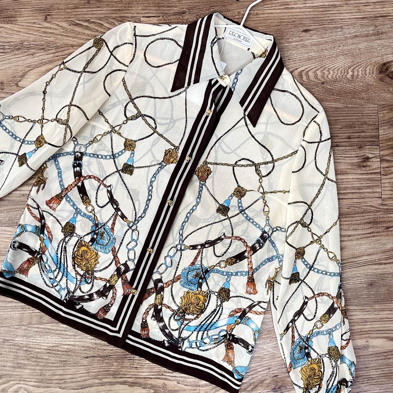 巴洛克風雪紡質透視古著上衣