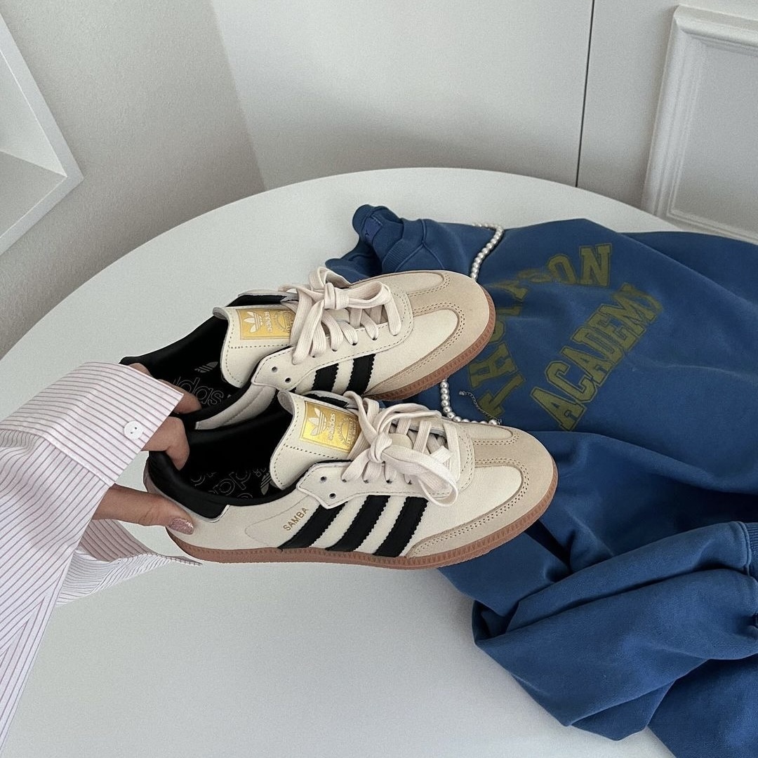 預購┃adidas SAMBA OG CREWHT BLACK SANSTR 奶油色 金標 麂皮 膠底