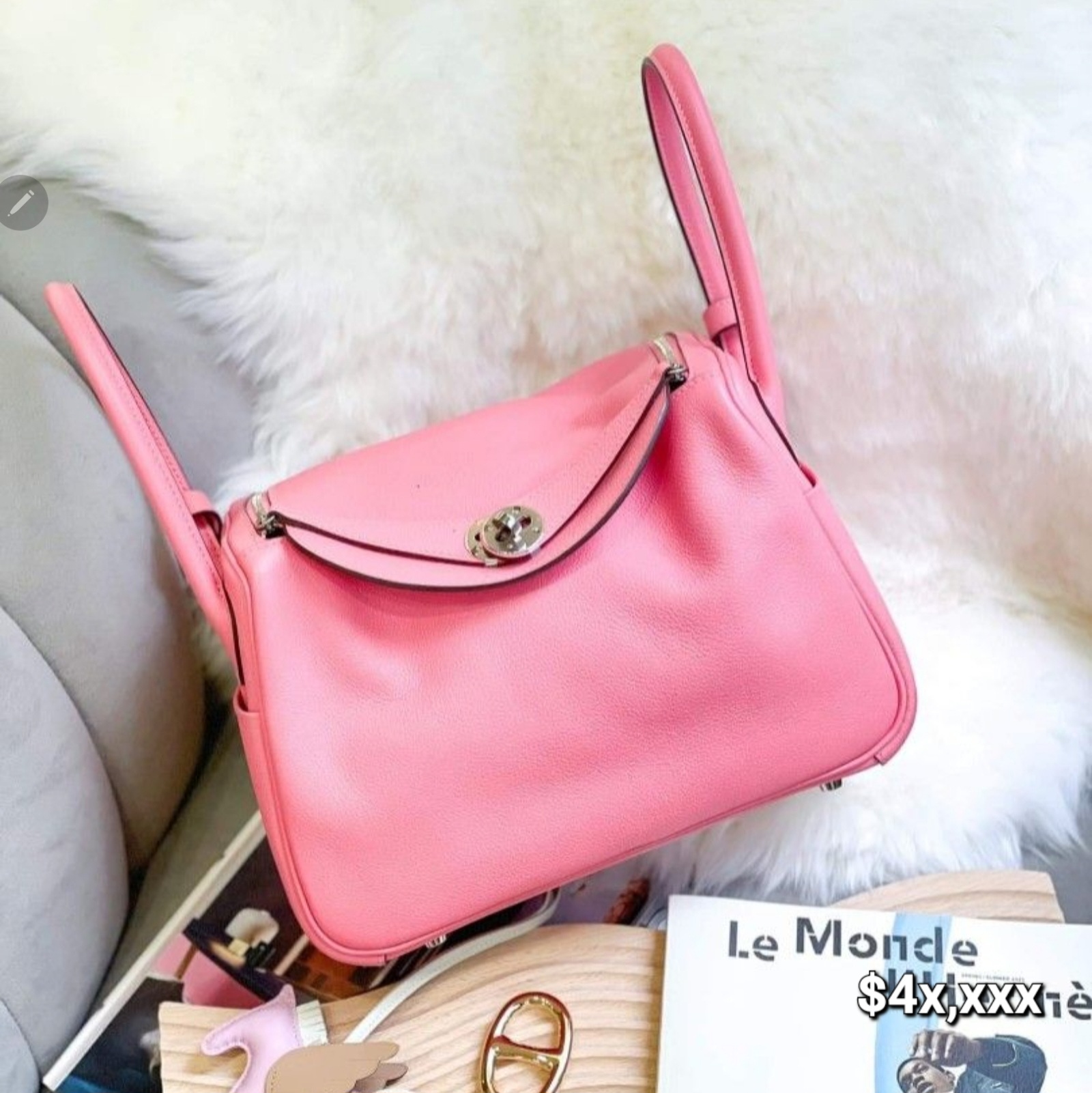 Preloved Hermès  Lindy 26 Evercolor Leather 8W rose azalea PHW HK$4x,xxx 詳情請PM我哋 (HK$2,000 落訂留貨)