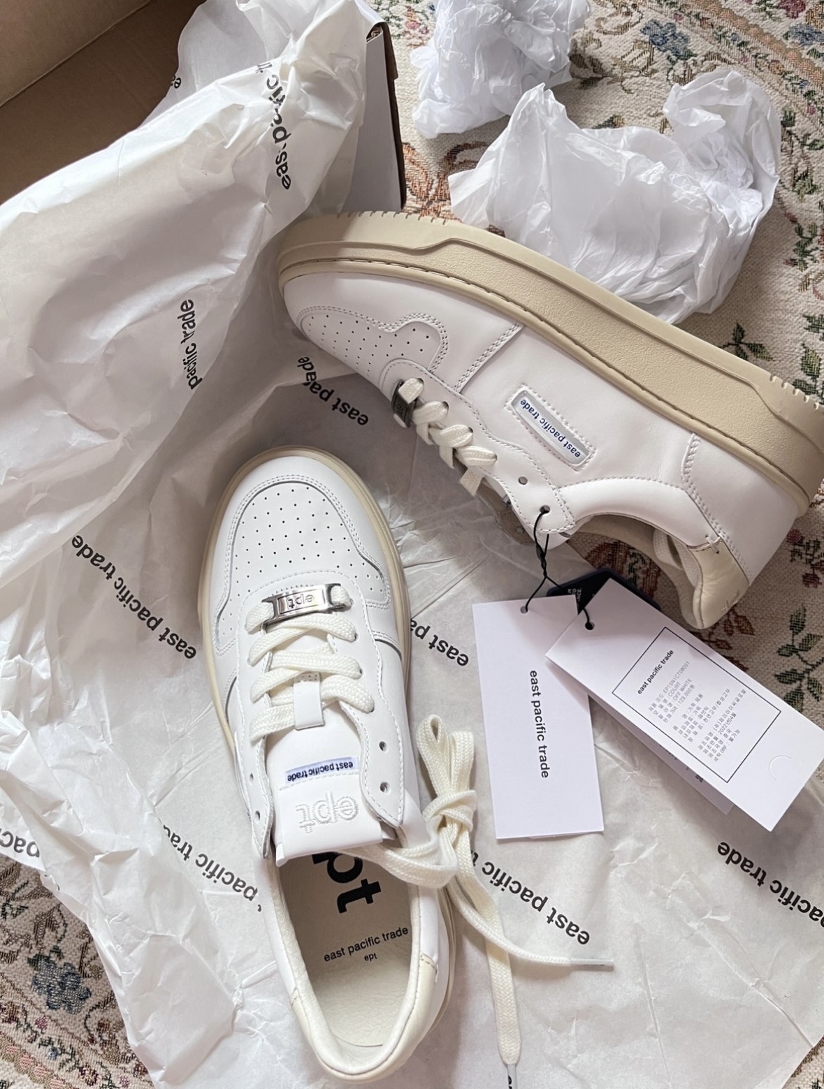韓國🇰🇷連線 EPT COURT 復古鞋 白色 奶茶尾 小白鞋/預購
