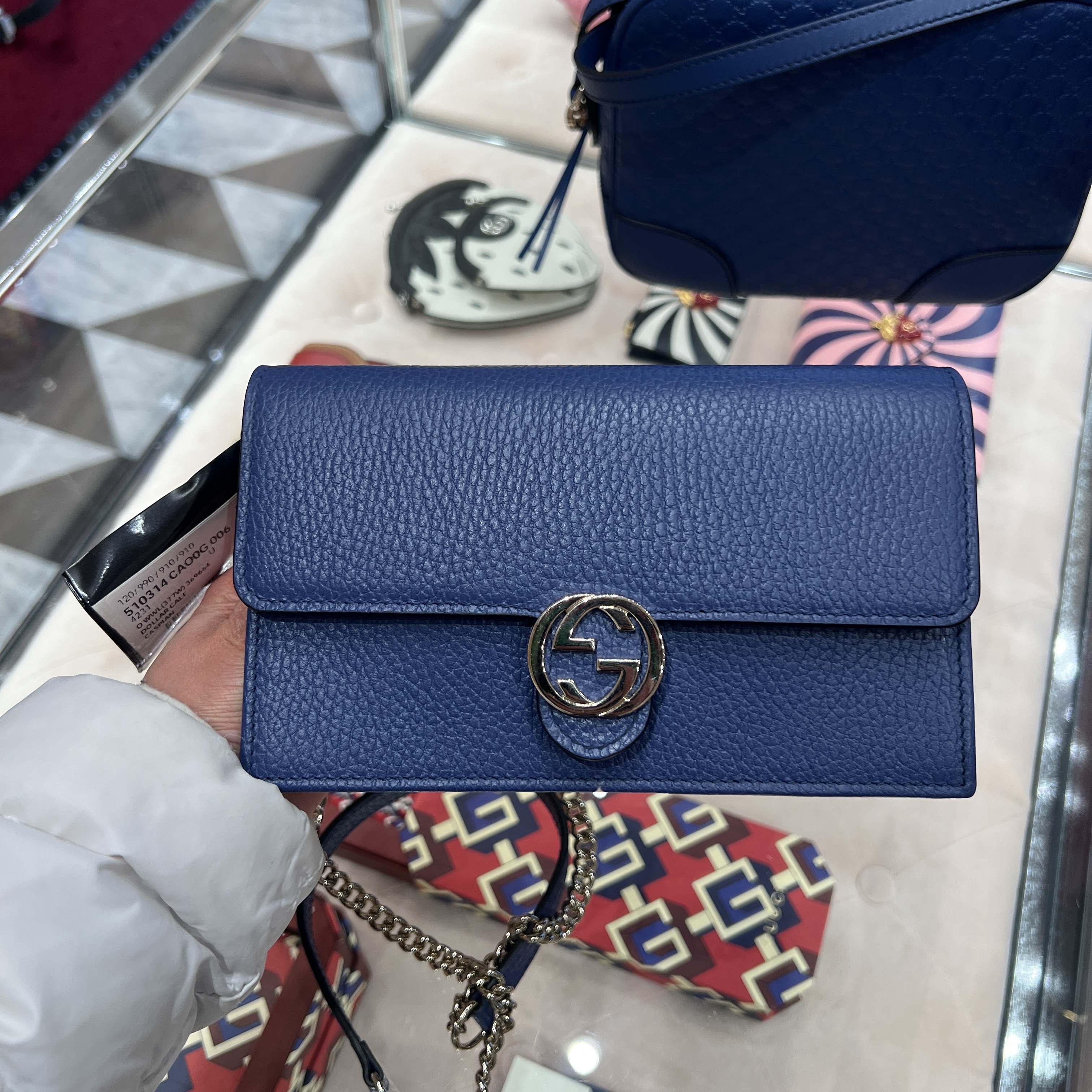 Gucci Interlocking 藍色woc鏈條包