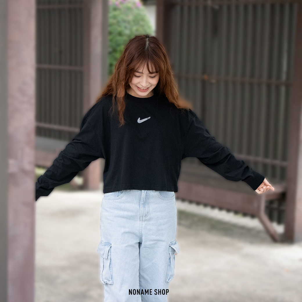 NIKE NSW 小勾 短版 長袖 長T (女款)