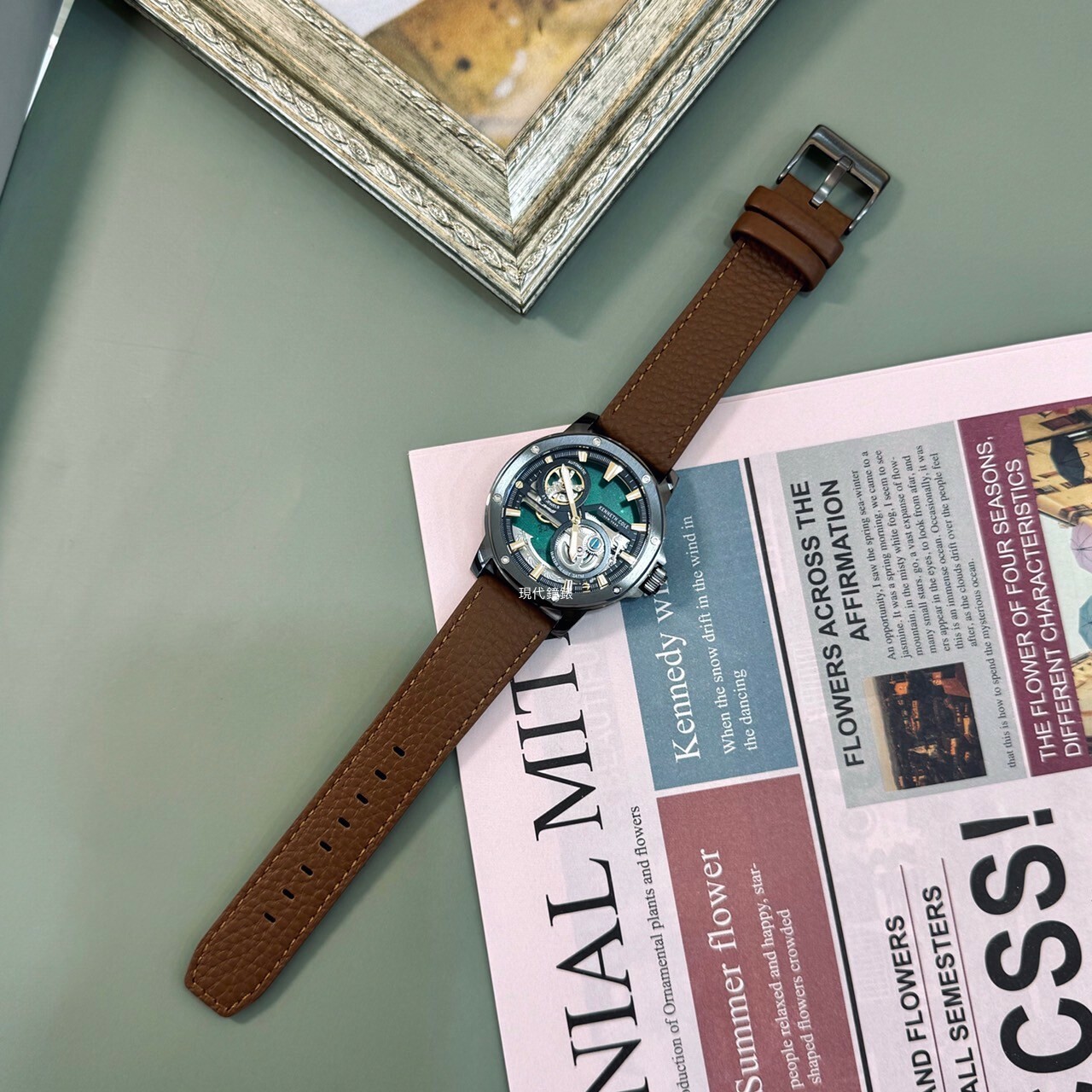 【KENNETH COLE】 鏤空機芯機械皮革男錶KCWGE0033701 44mm 現代鐘錶