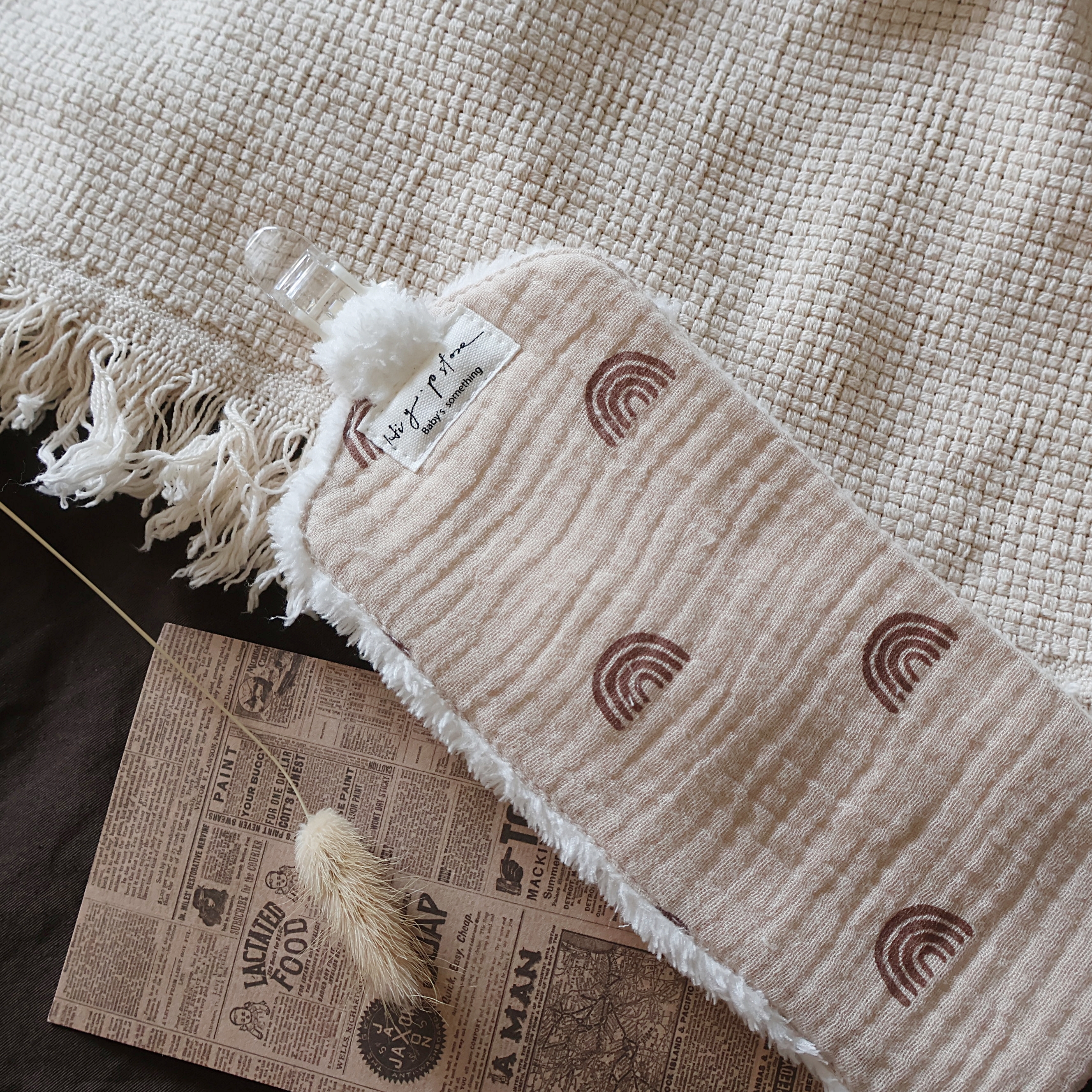 Hi Y.P store-手作手帕夾-卡其彩虹