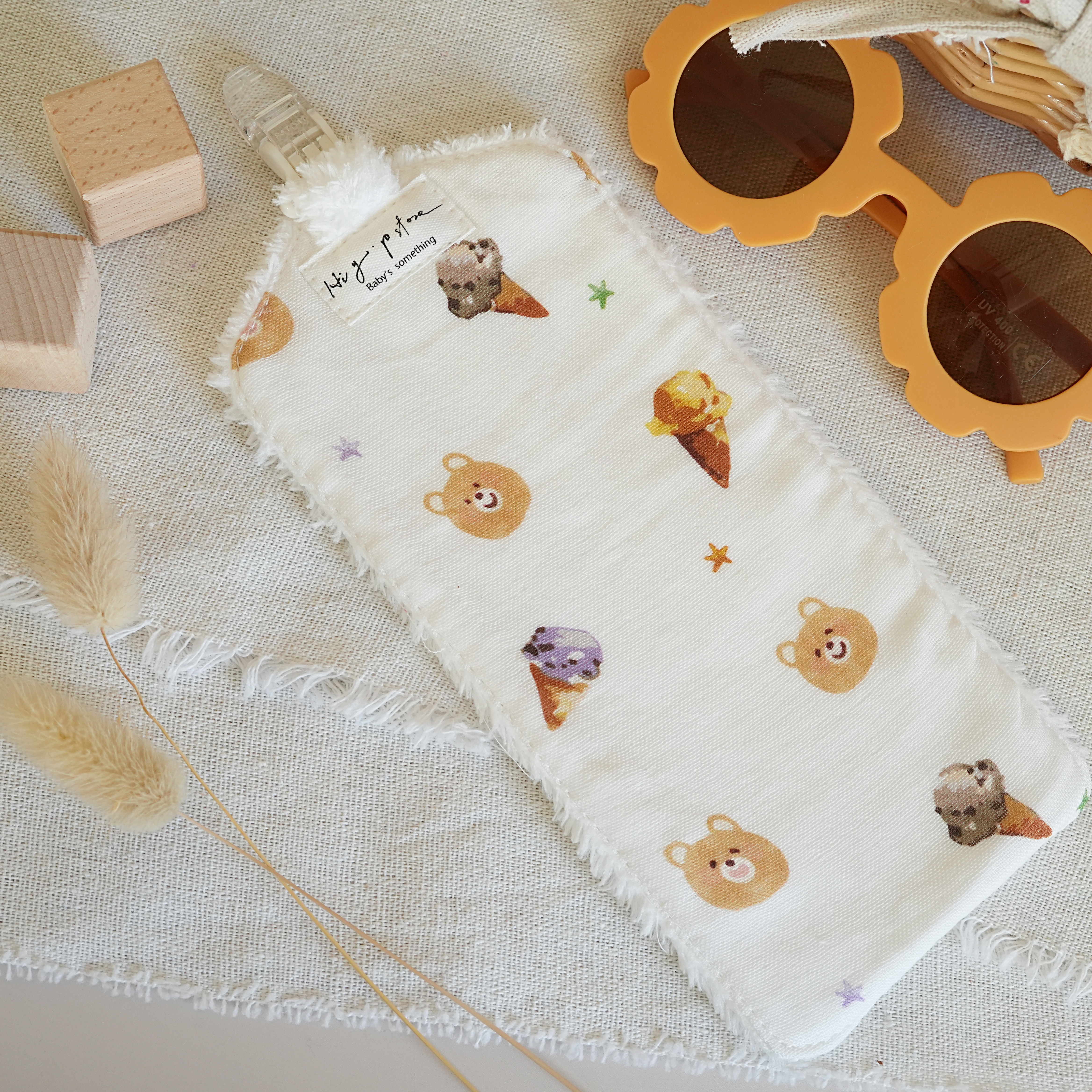 Hi Y.P store-手作手帕夾-獨家設計款-冰淇淋小熊