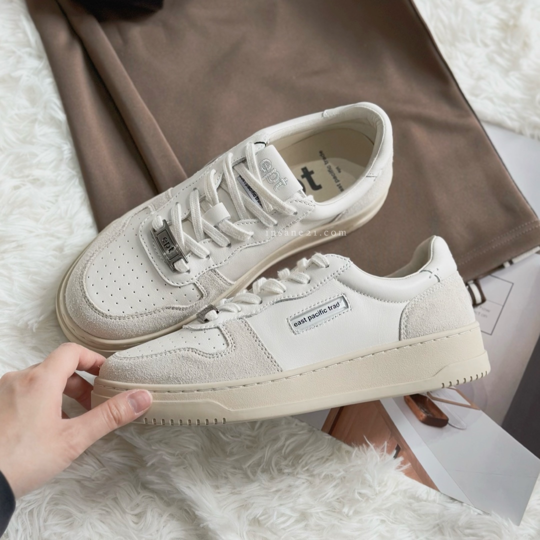 EAST PACIFIC TRADE 韓國 EPT COURT 牛皮休閒鞋 灰白拼色