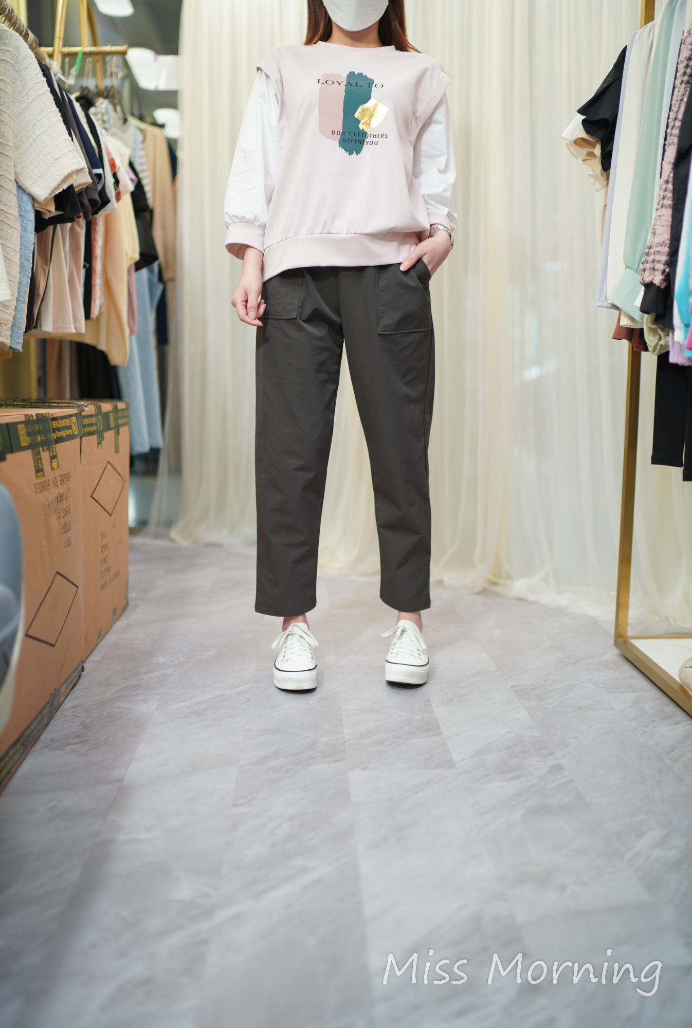 假2件中袖款上衣(13727)