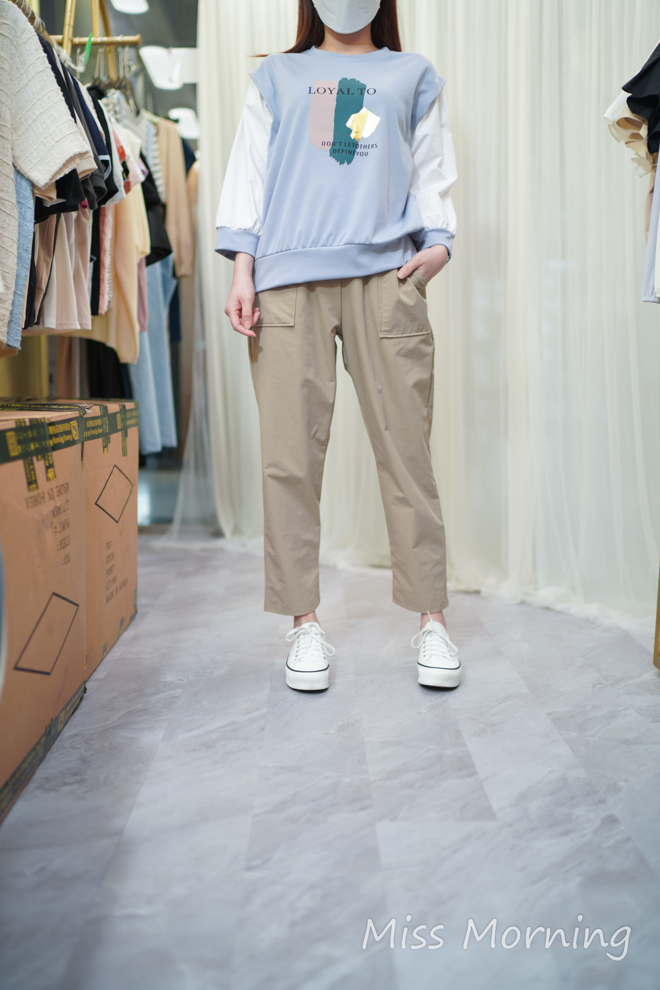 假2件中袖款上衣(13727)