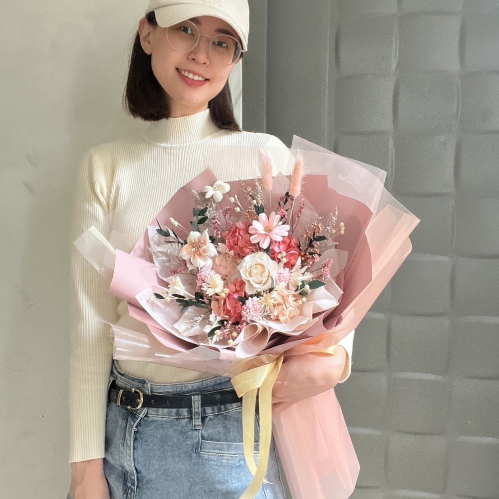 莓果奶油 永生玫瑰花束