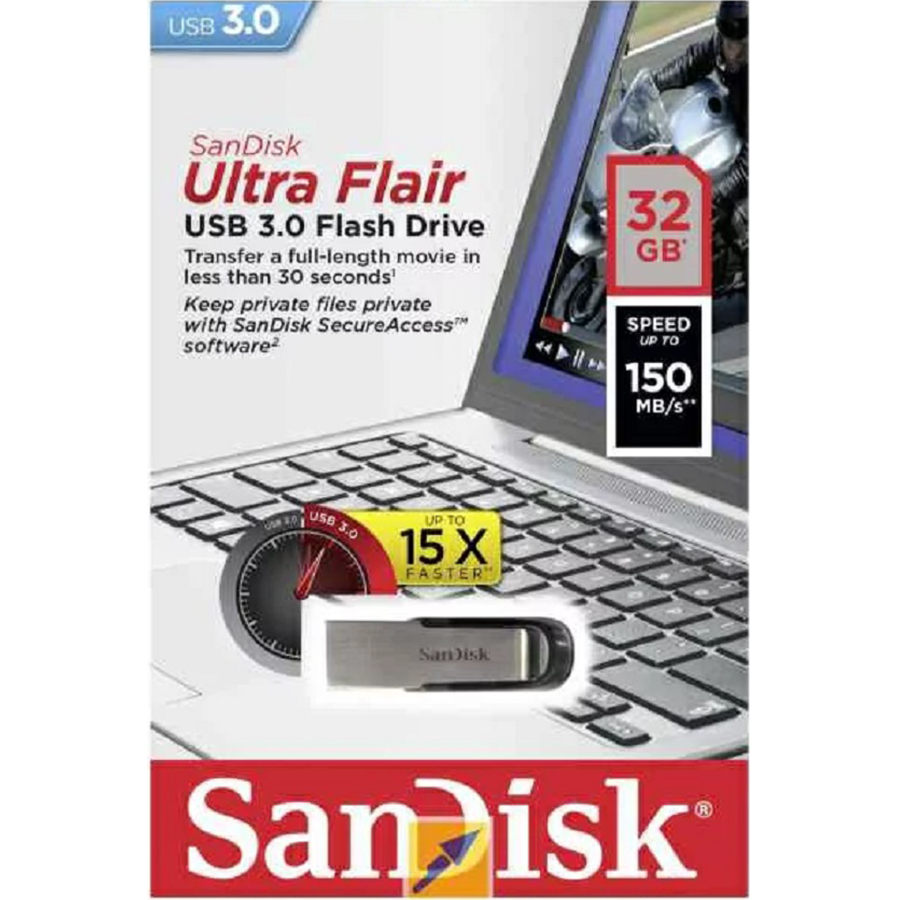 【SanDisk】32G ULTRA FLAIR CZ73 150MB USB3.0 隨身碟