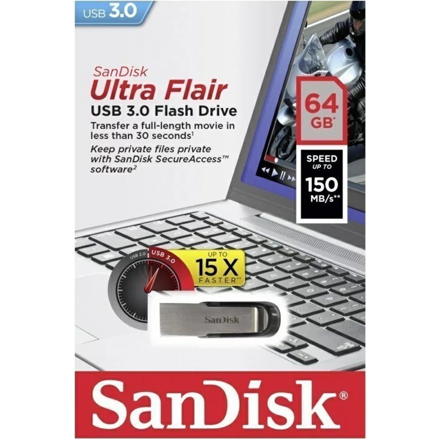 【SanDisk】64G ULTRA FLAIR CZ73 150MB USB3.0 隨身碟