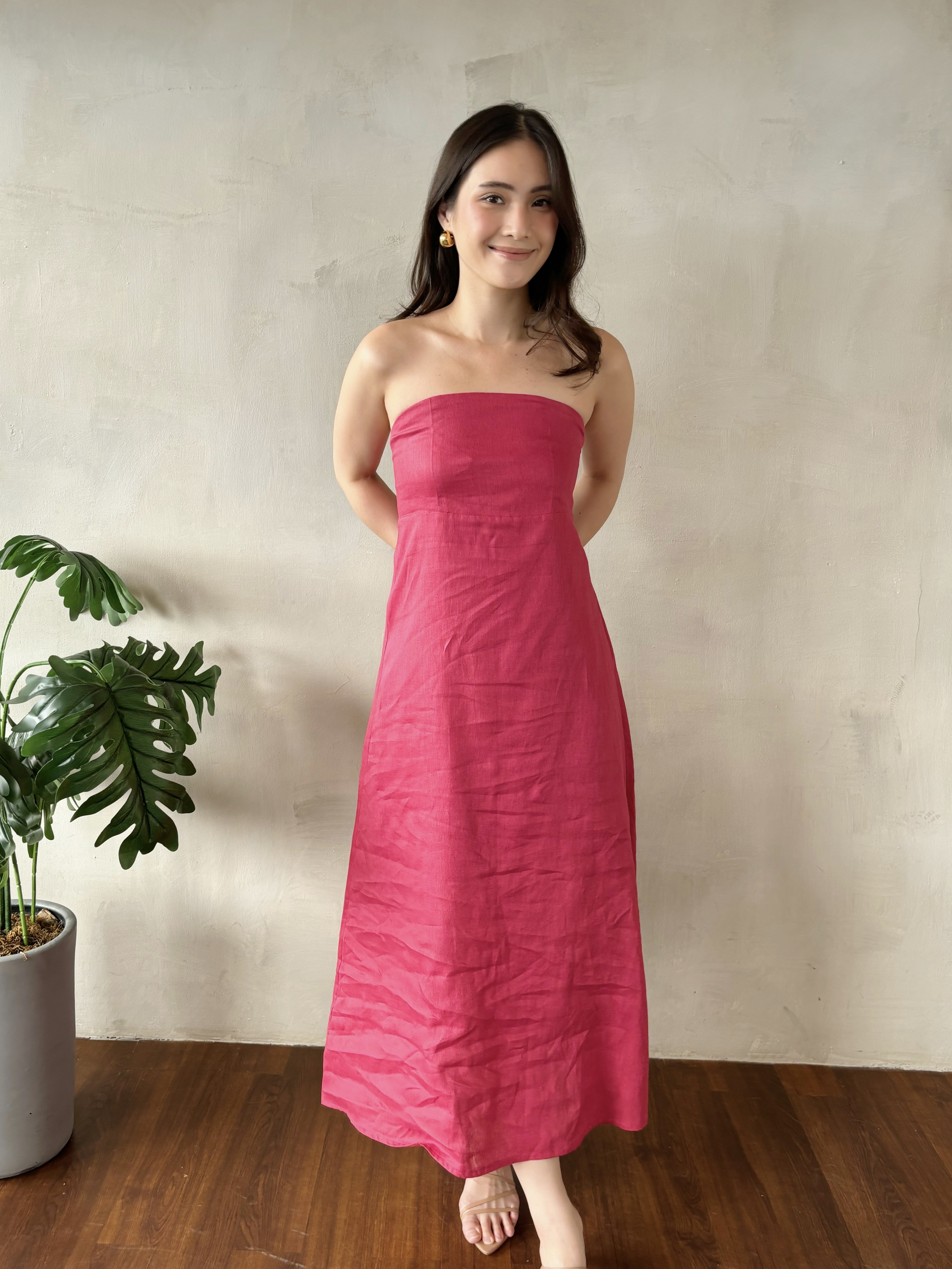 Maria Linen Dress - Red