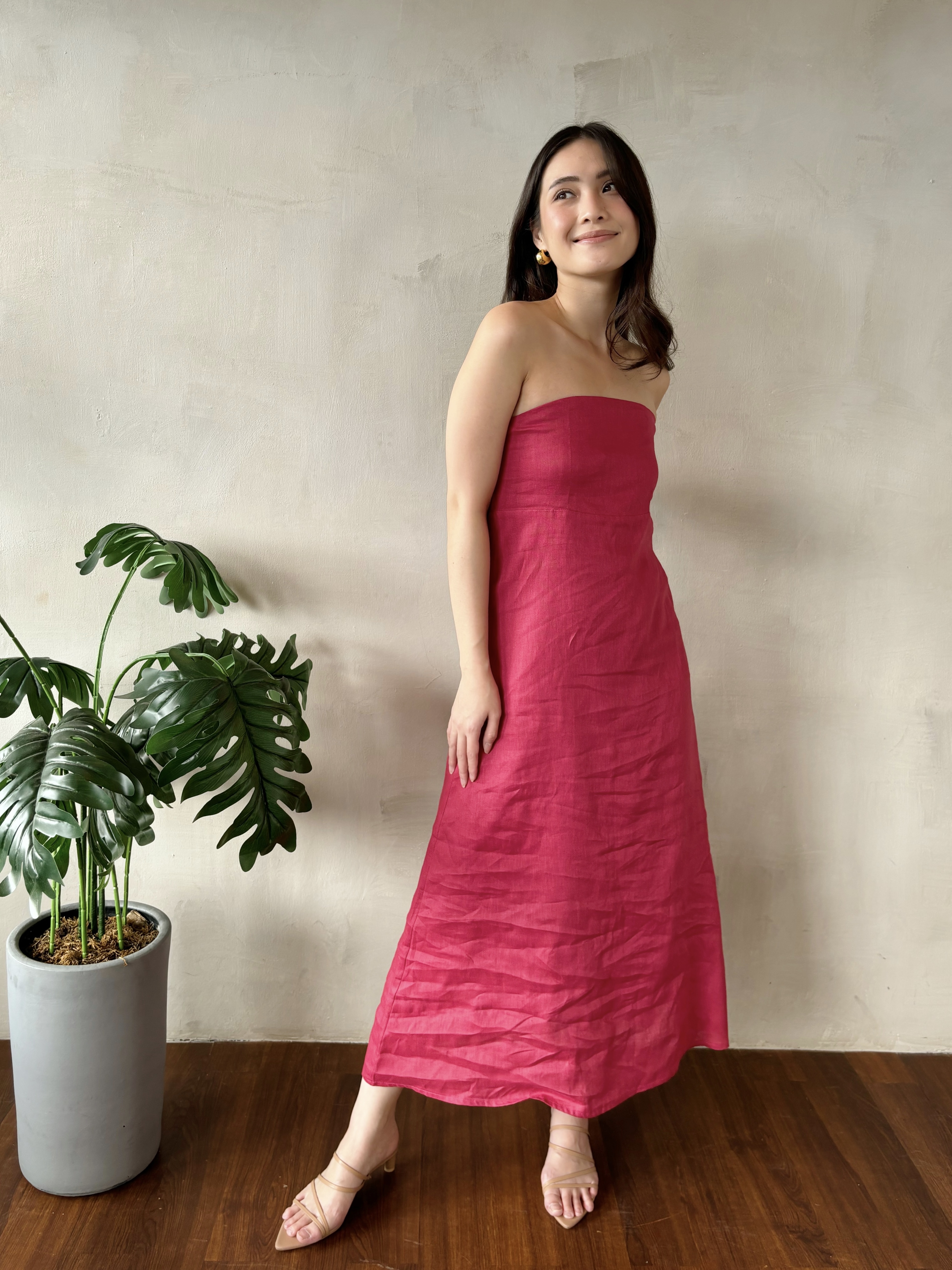 Maria Linen Dress - Red