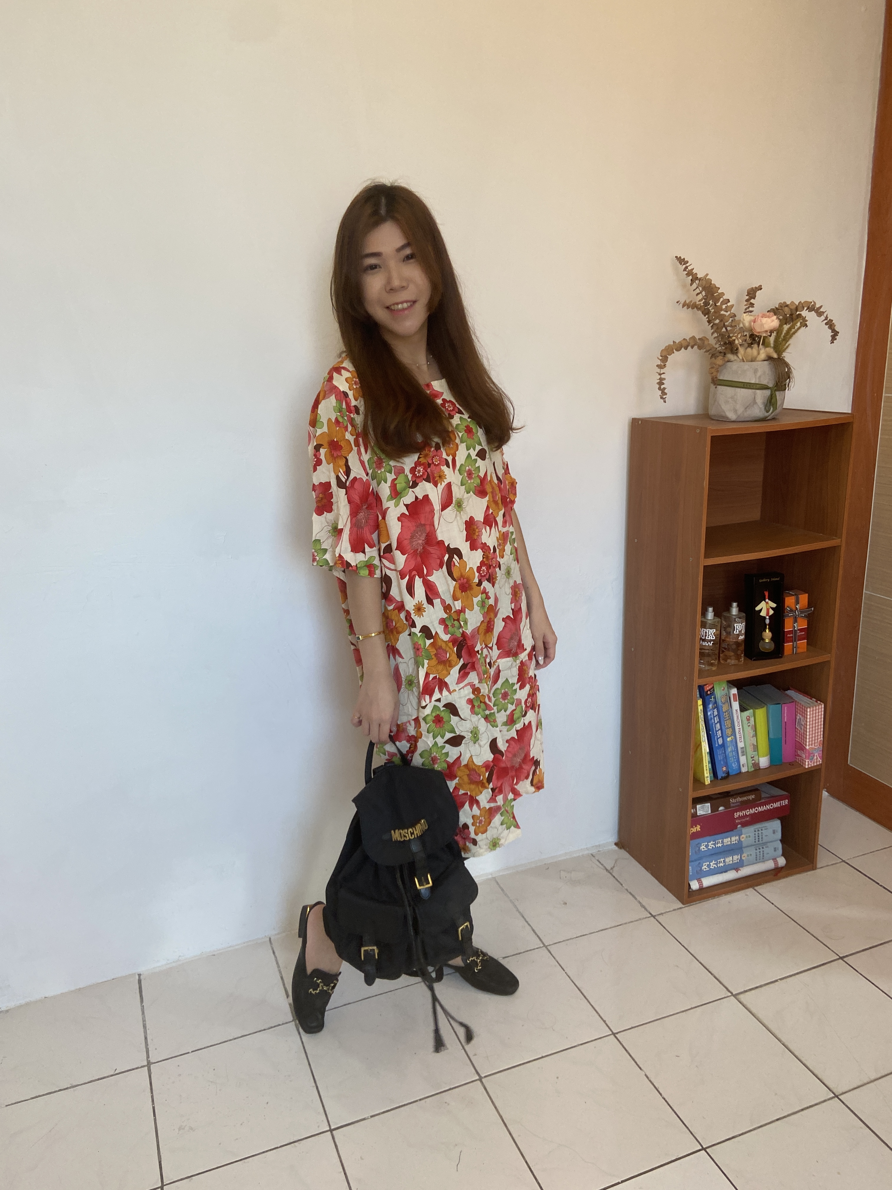 52胸_洋裝_杏色_竹紗棉_加大尺碼_亮亮大尺碼[23269]