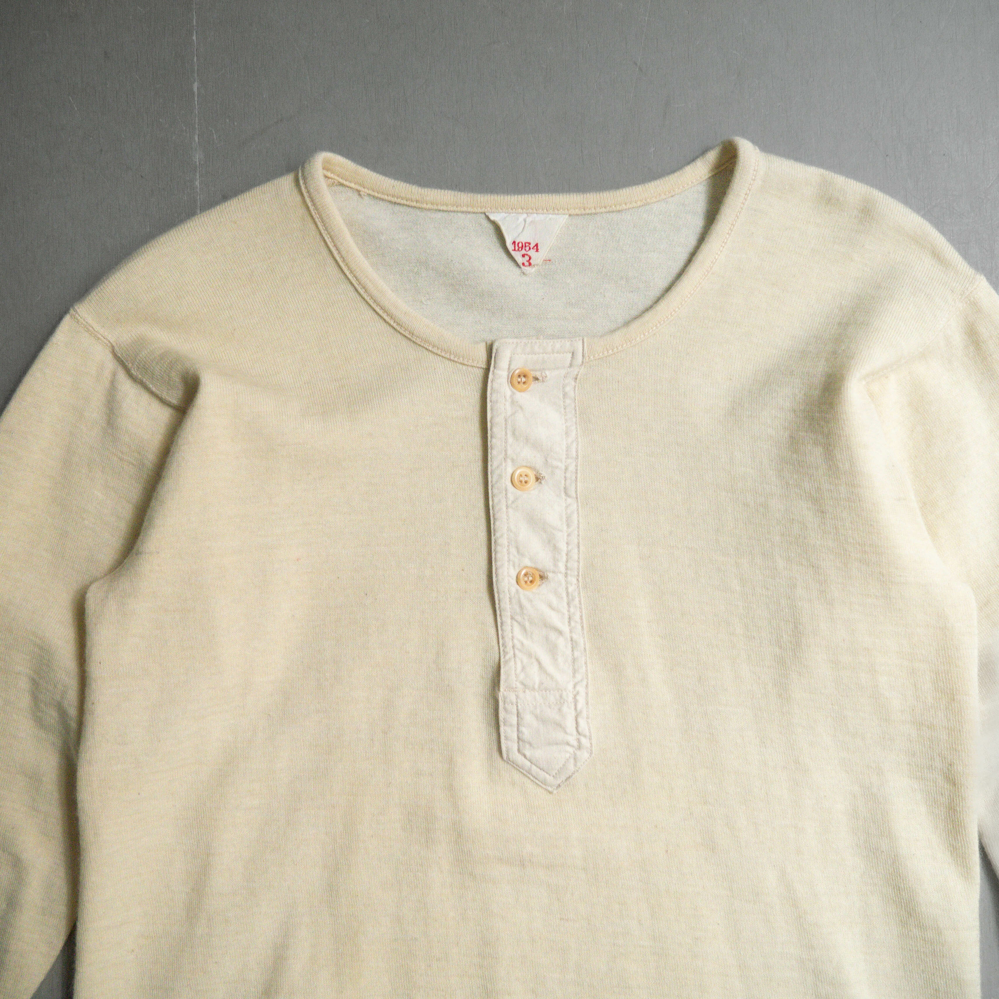 50S FRENCH ARMY HENLEY UNDERSHIRT 法軍 米白 羊毛 亨利領 長袖 內衣
