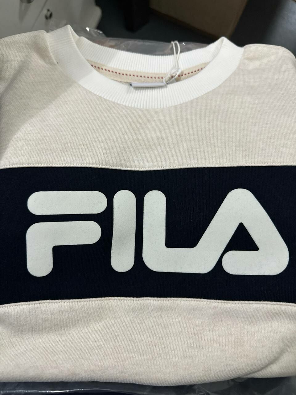 [S] FILA WOMEN'S TENNIS LINEAR SWEATSHIRT,OATMEAL, FS2POE3352FOTM095 (SFL405)