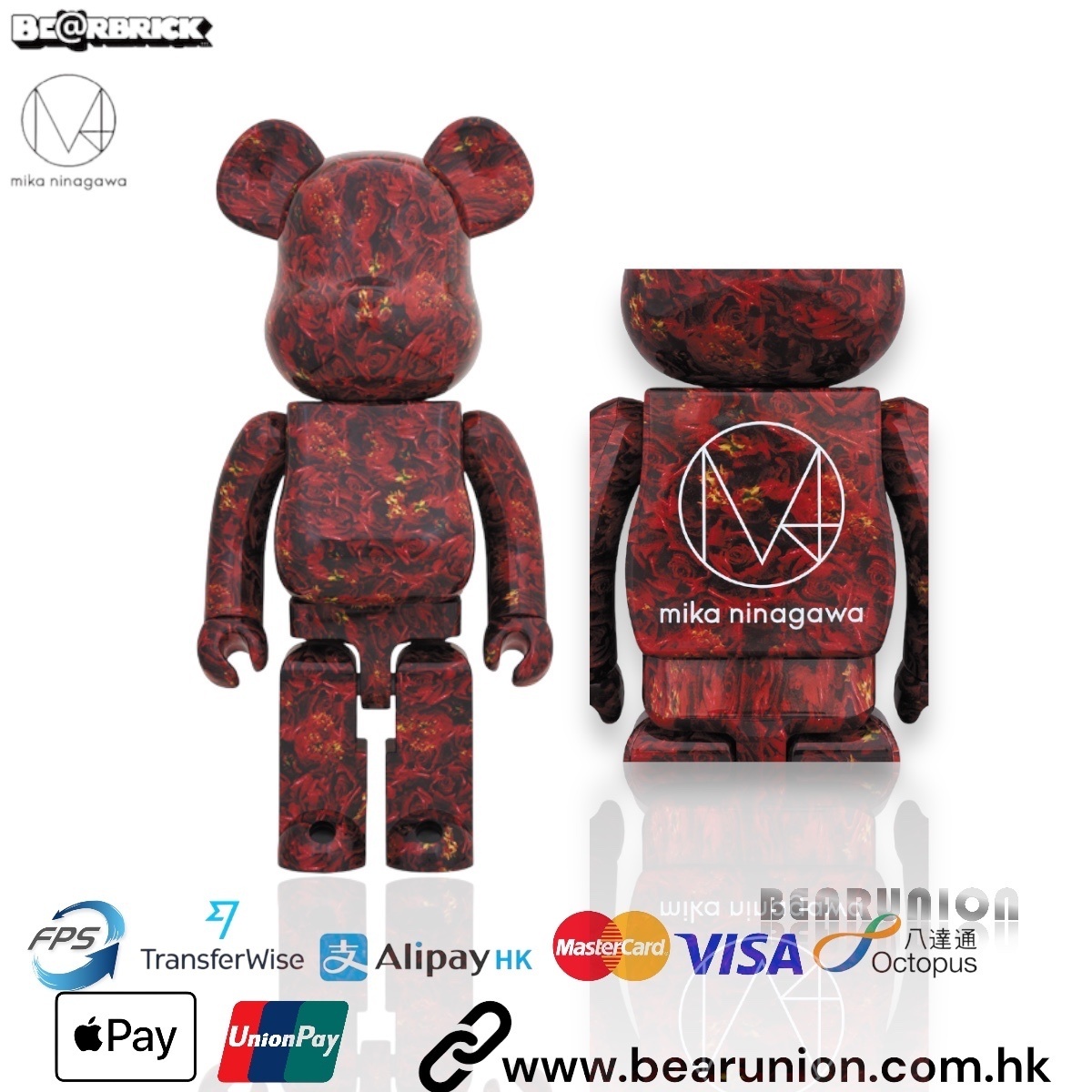 🥇現貨🥇Bearbrick 1000% Rose Leather x Mika