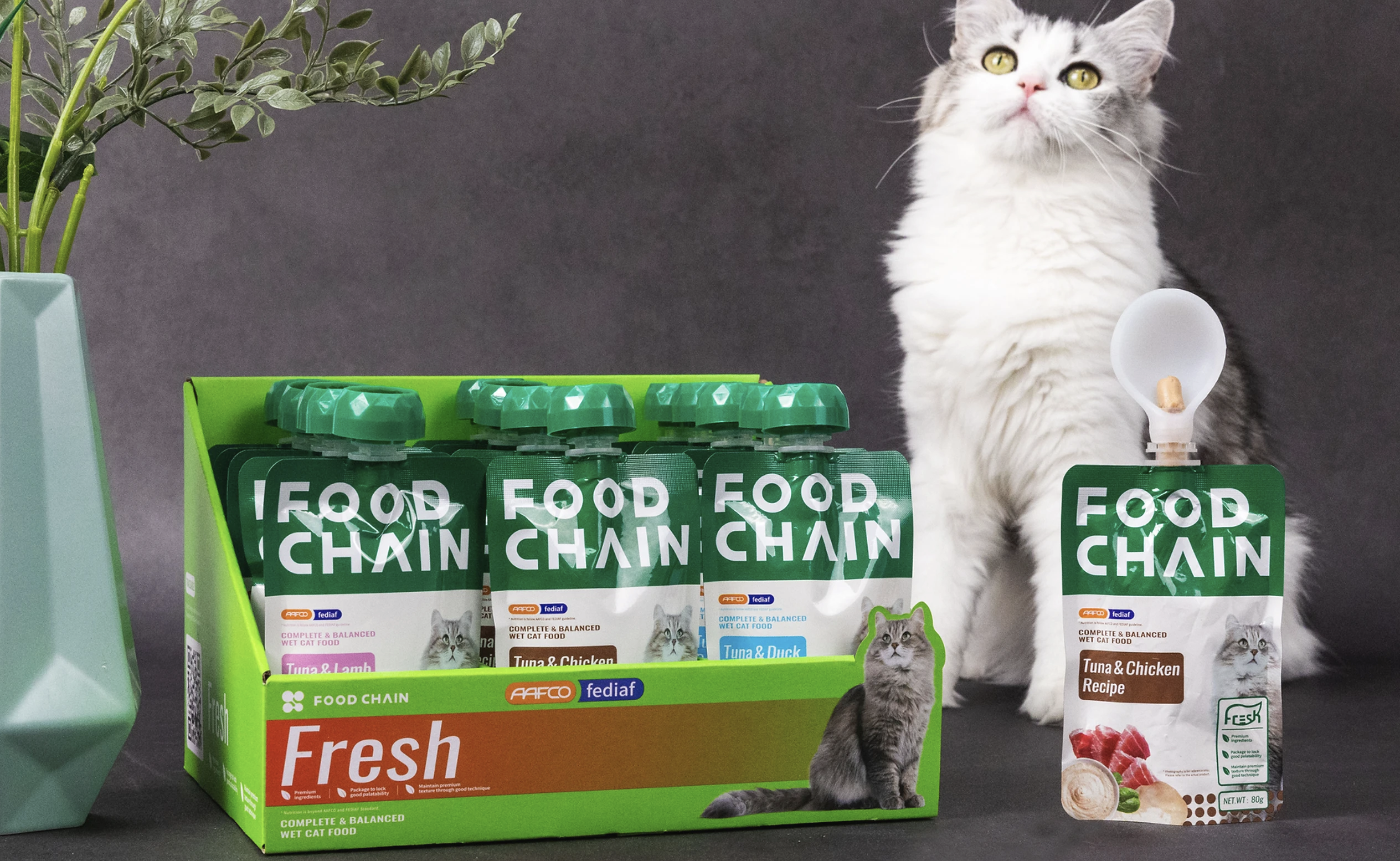 FOOD CHAIN 全營養貓⽤⽣⾻⾁主食醬包 80g l 貓星人基地