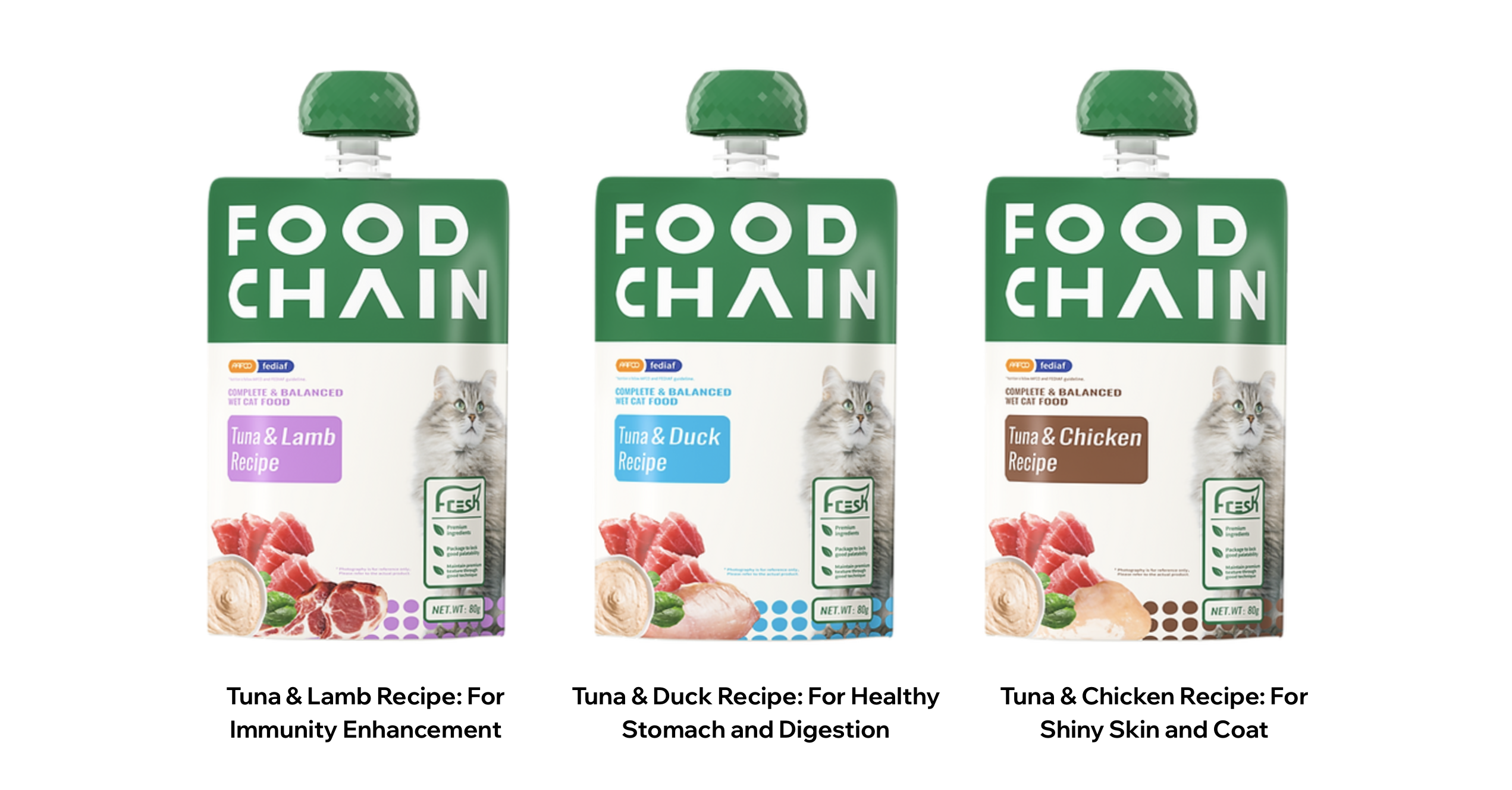 FOOD CHAIN 全營養貓⽤⽣⾻⾁主食醬包 80g l 貓星人基地