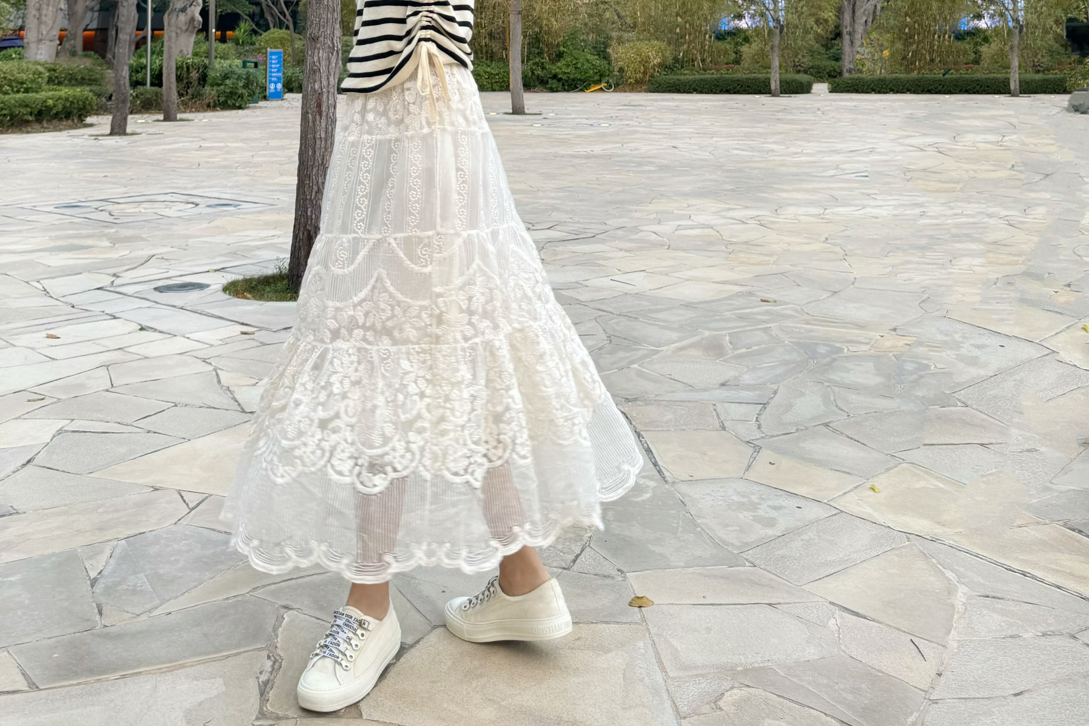 Lace Panel Midi Skirt_SK225L33