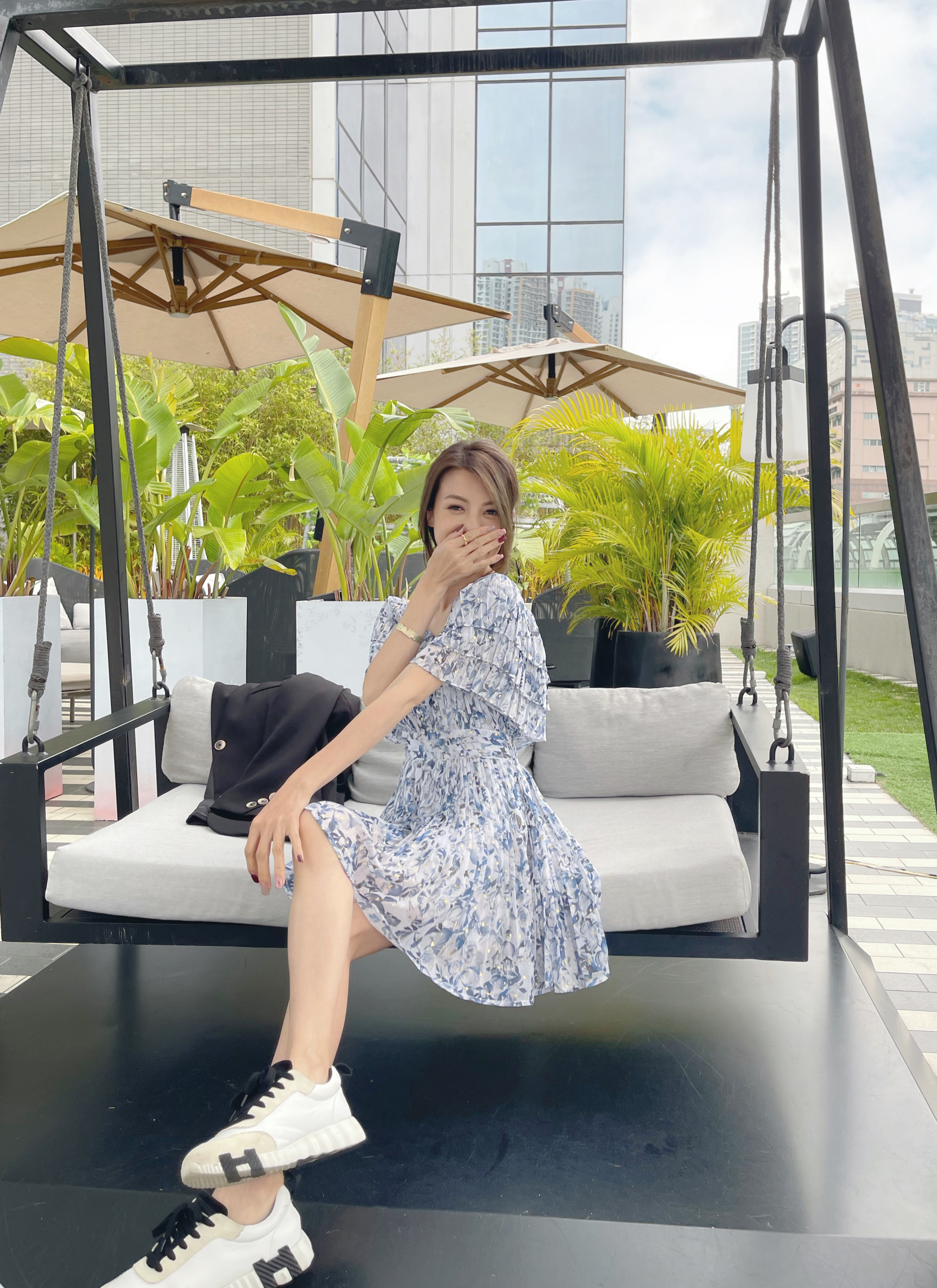 Frill Sleeves Floral Print Pleate Dress_DS225L09B