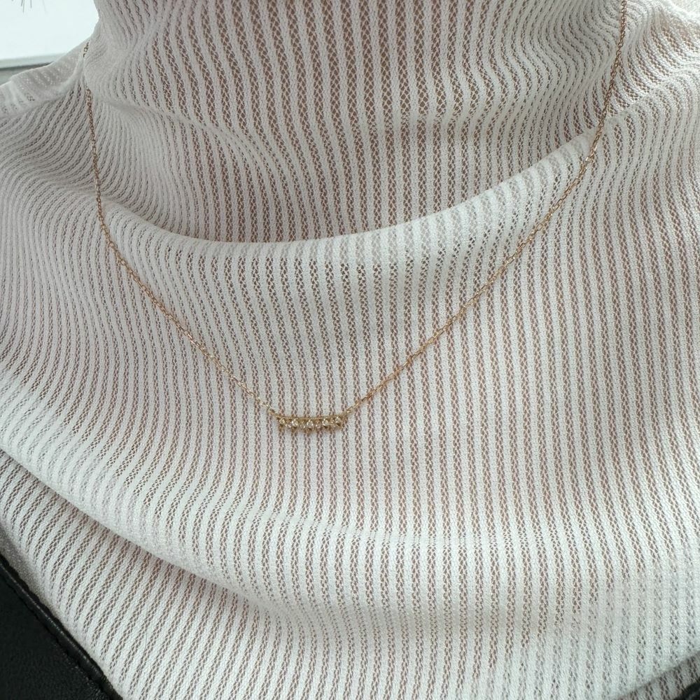 【me.luxe】K18玫金5分鑽石蕾絲鍊